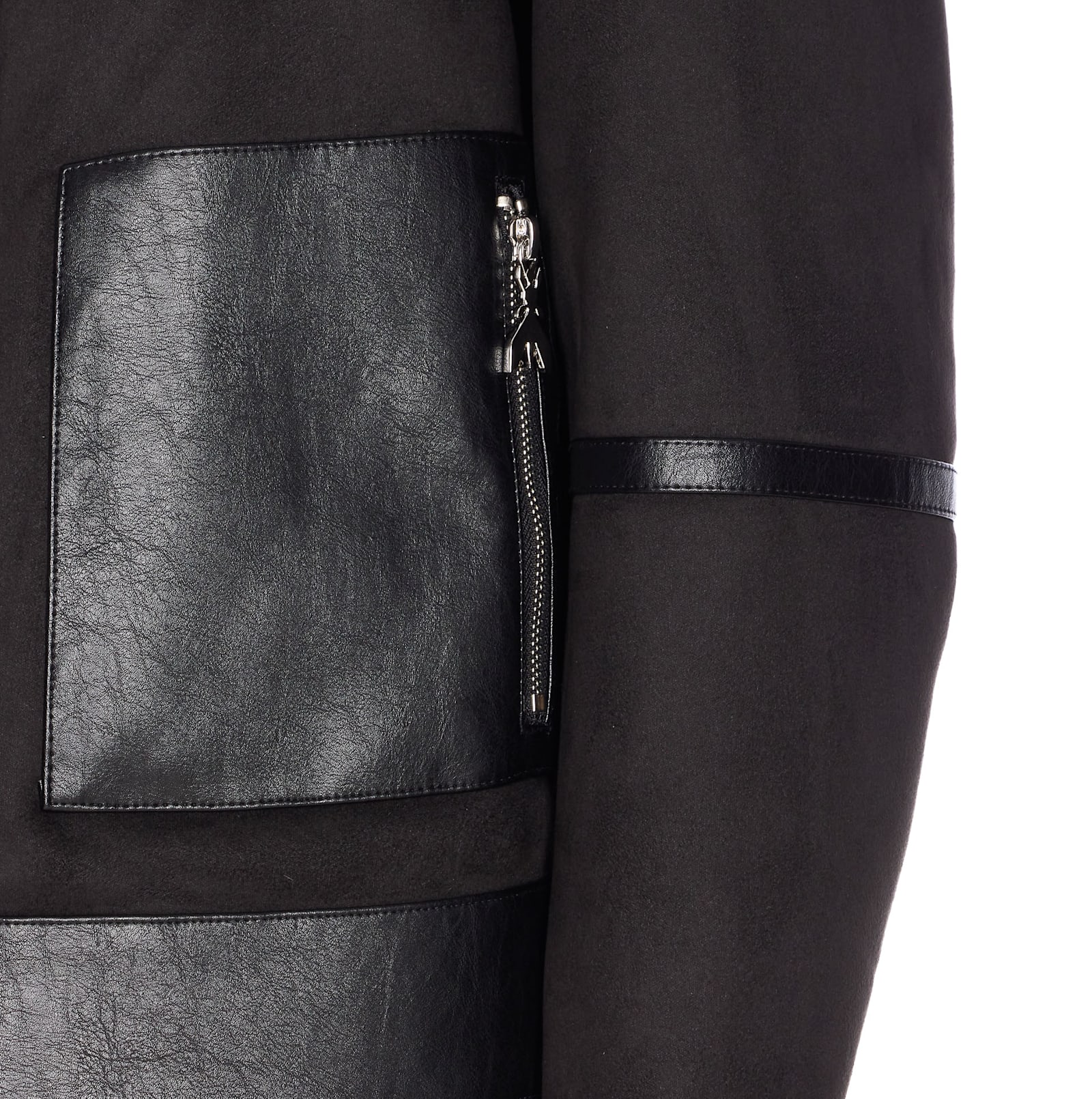 Patrizia Pepe Zip-up Faux Fur Jacket In Black