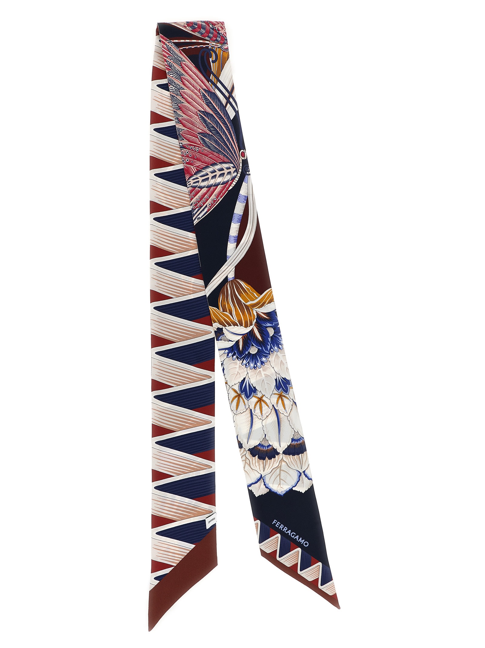 Ferragamo Mini Bandeau Scarf Giada Floral Geometric In Black