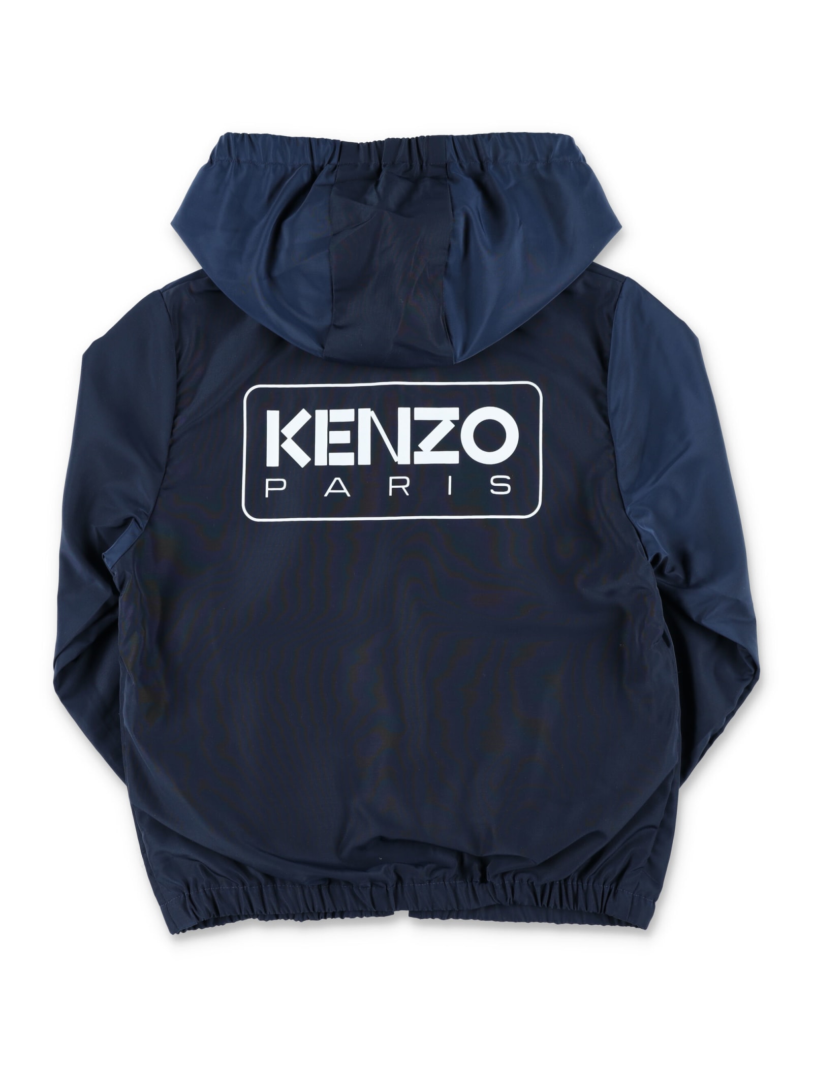Shop Kenzo Logo Windbreaker Jacket In Navy