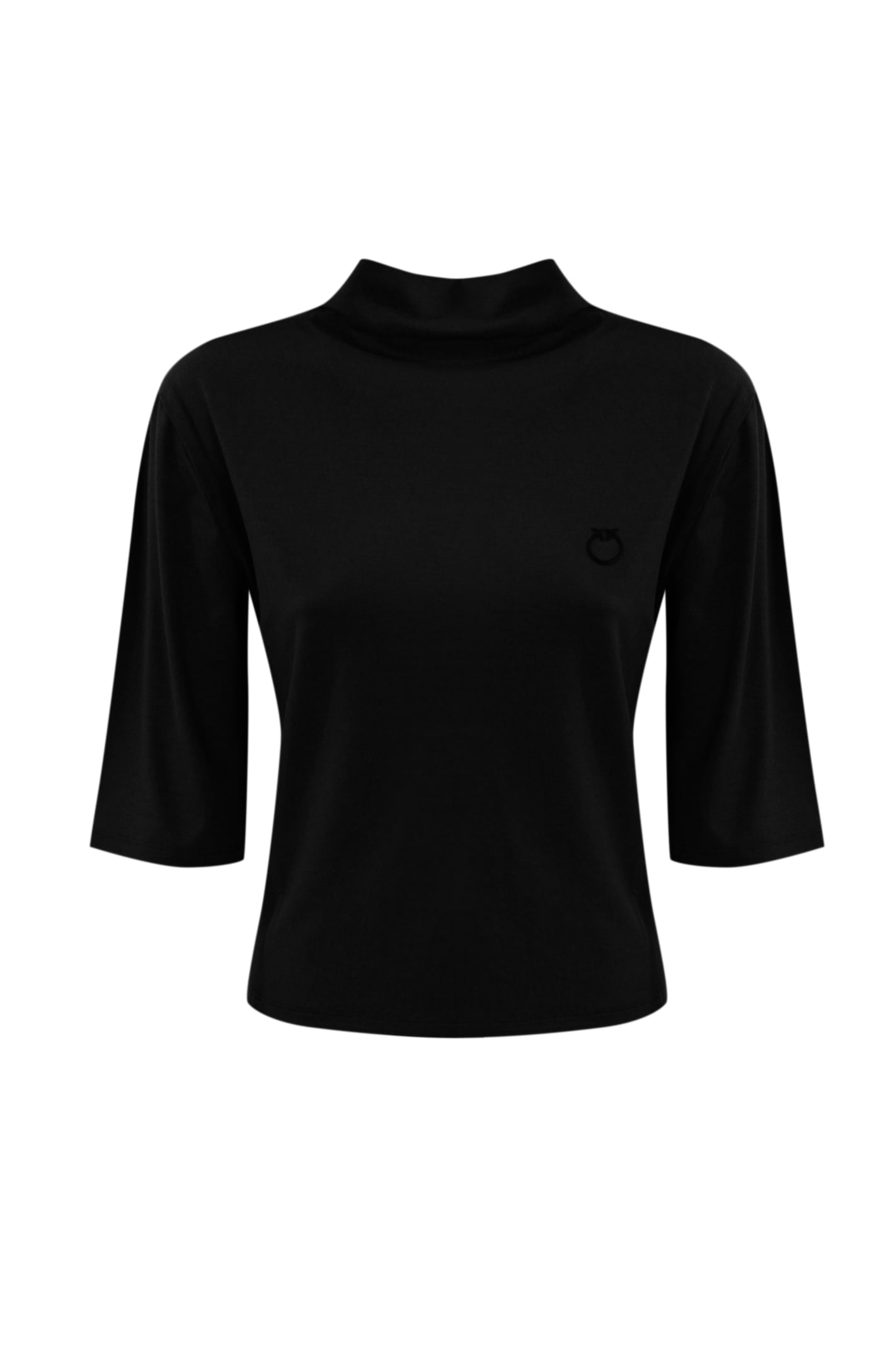 Shop Pinko Macchina Sweater In Viscose With Logo Embroidery In Nero