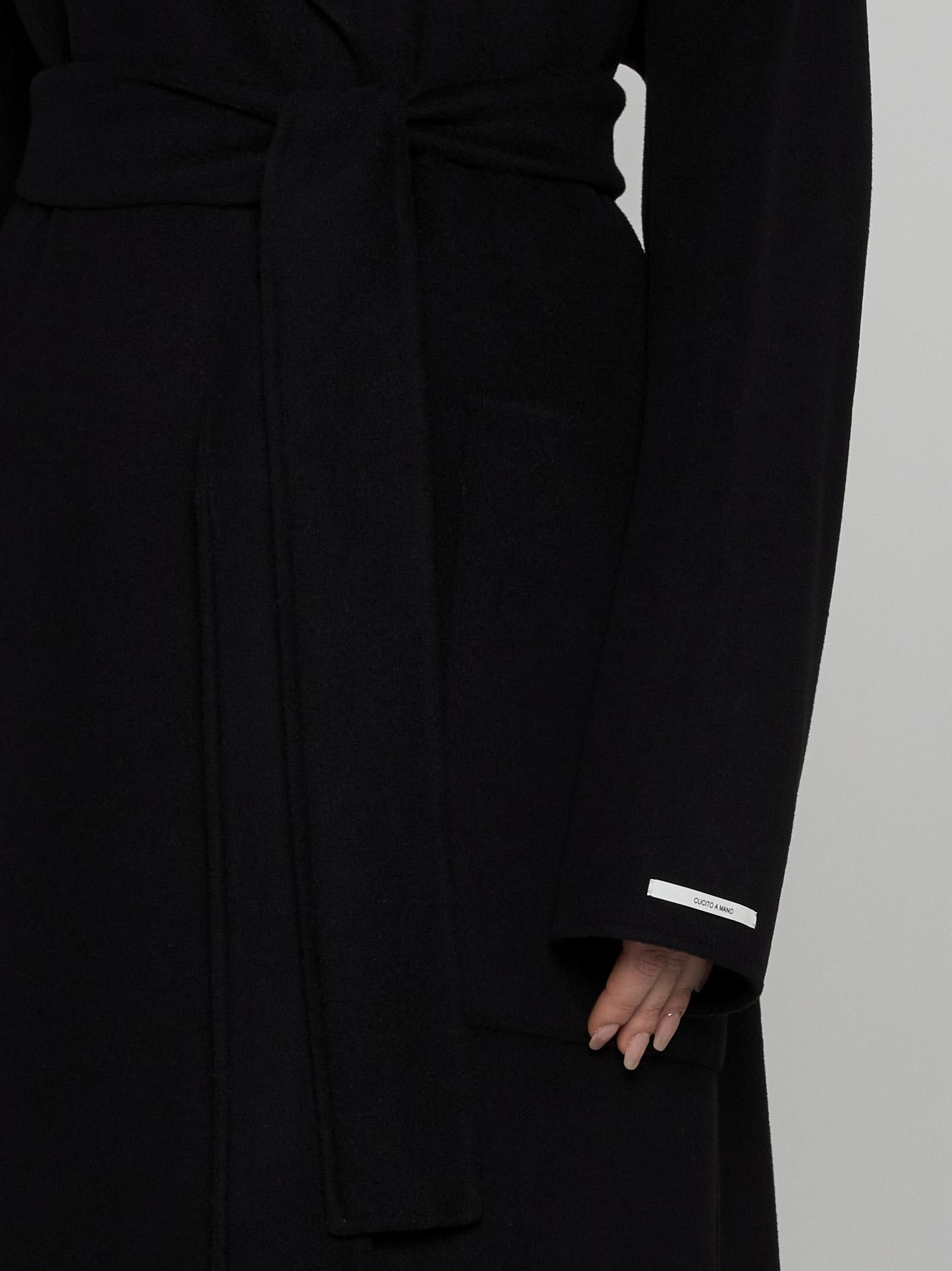 Shop Sportmax Polka Belted Wool Coat In Black