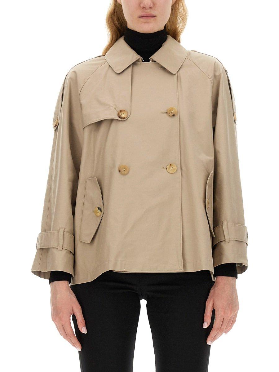 Shop Max Mara Double-breasted Trench Coat In Beige