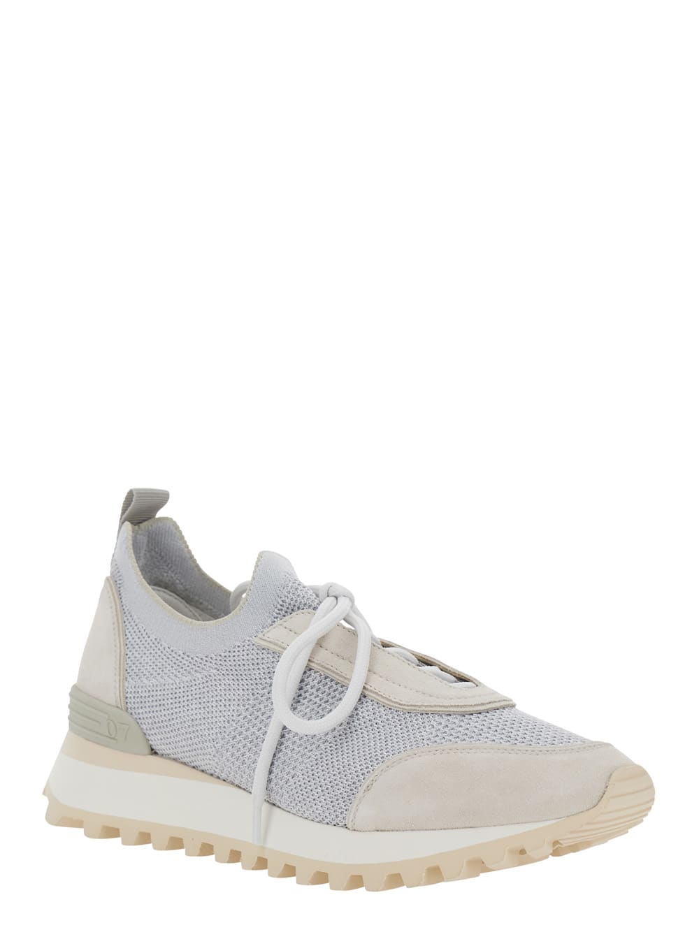 Eleventy Grey Sneakers With Knitted Upper And Chunky Sole In Fabric And Suede Man In Grey