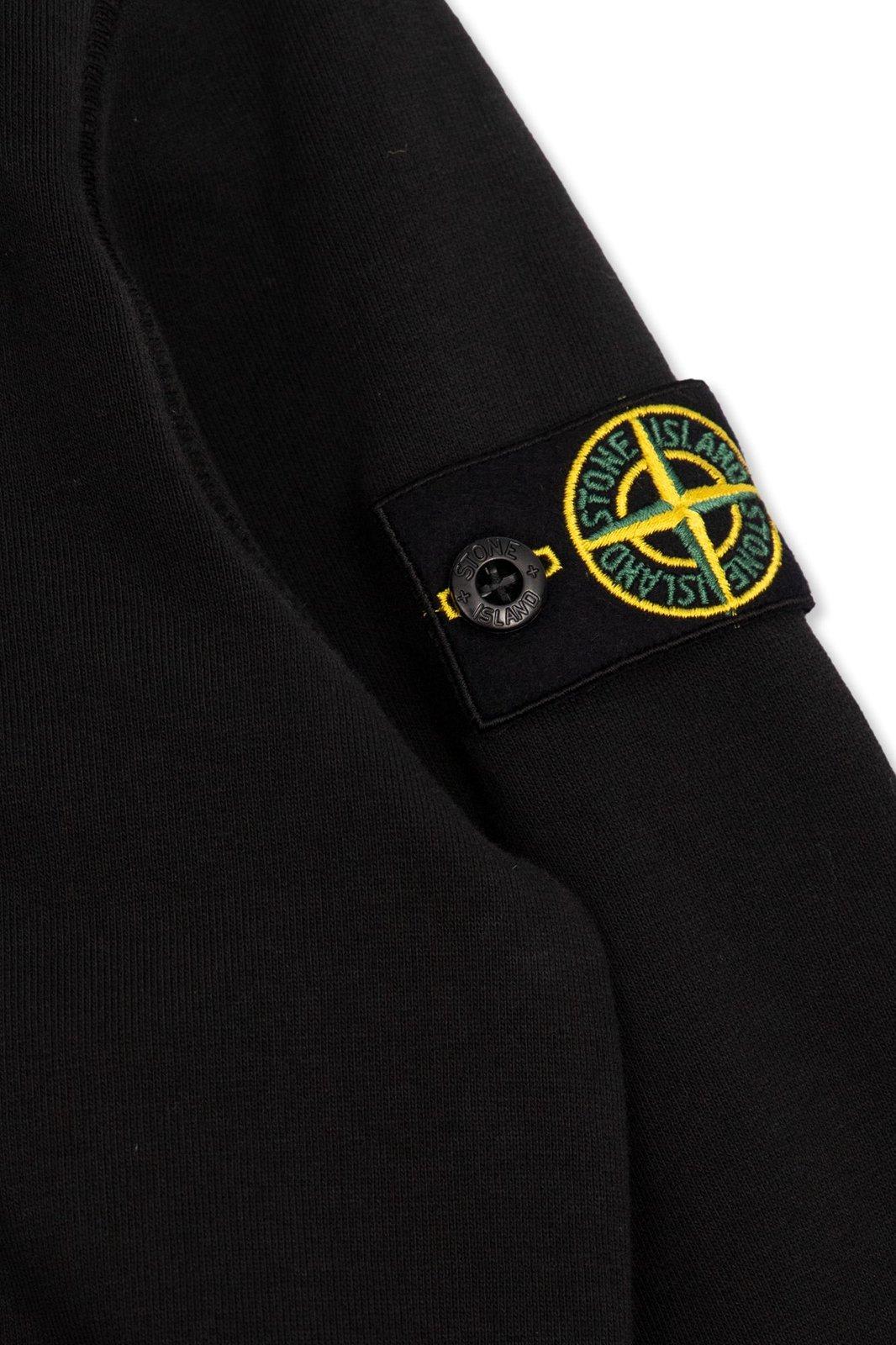 Shop Stone Island Junior Compass-patch Zip-up Hooded Jacket In Black