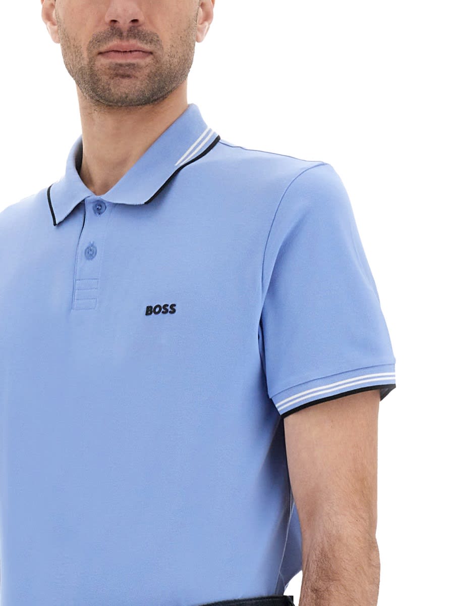 Hugo Boss Boss Slim Fit Stretch Cotton Polo In Azure