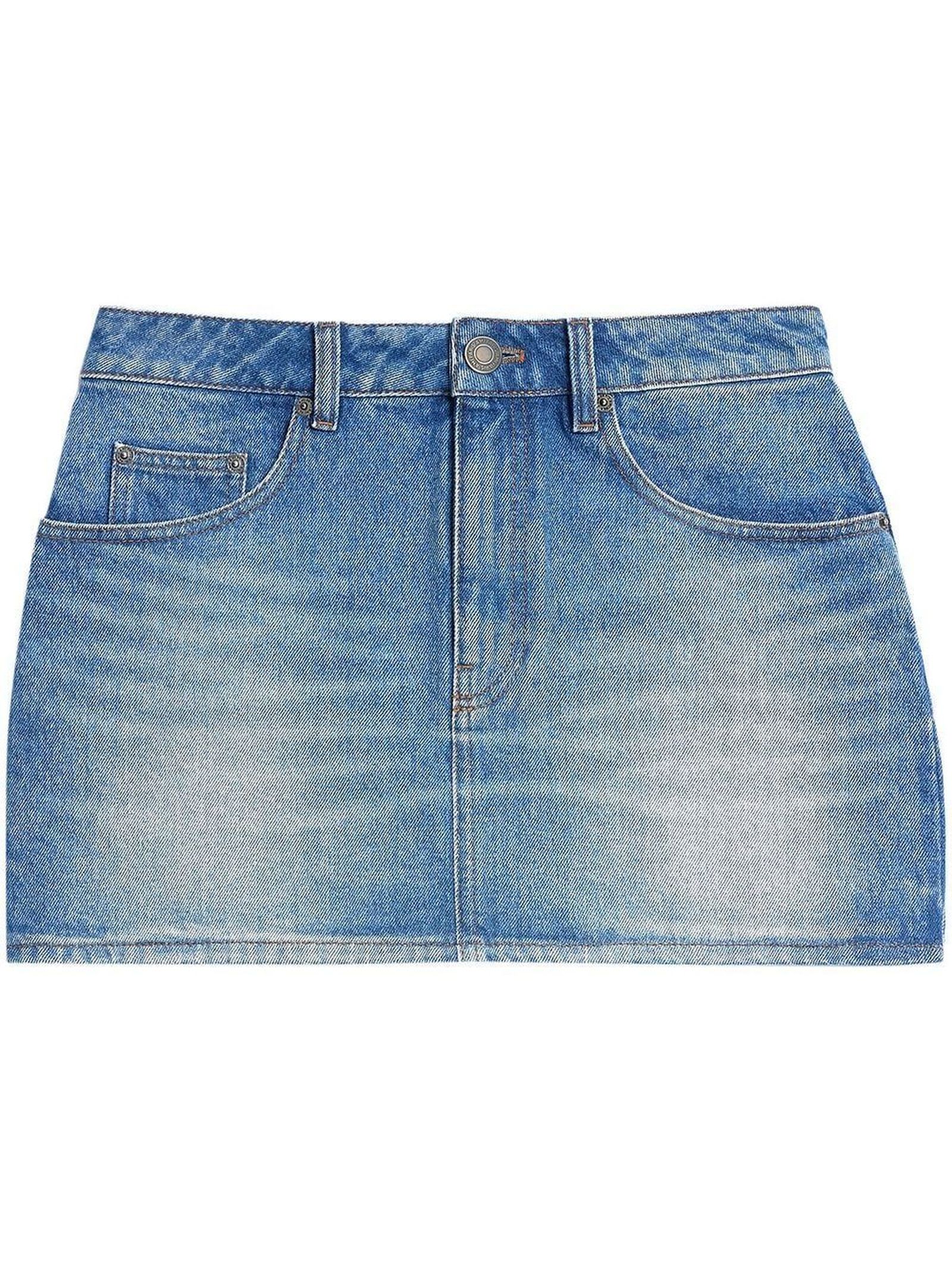 Blue Cotton Mini Skirt