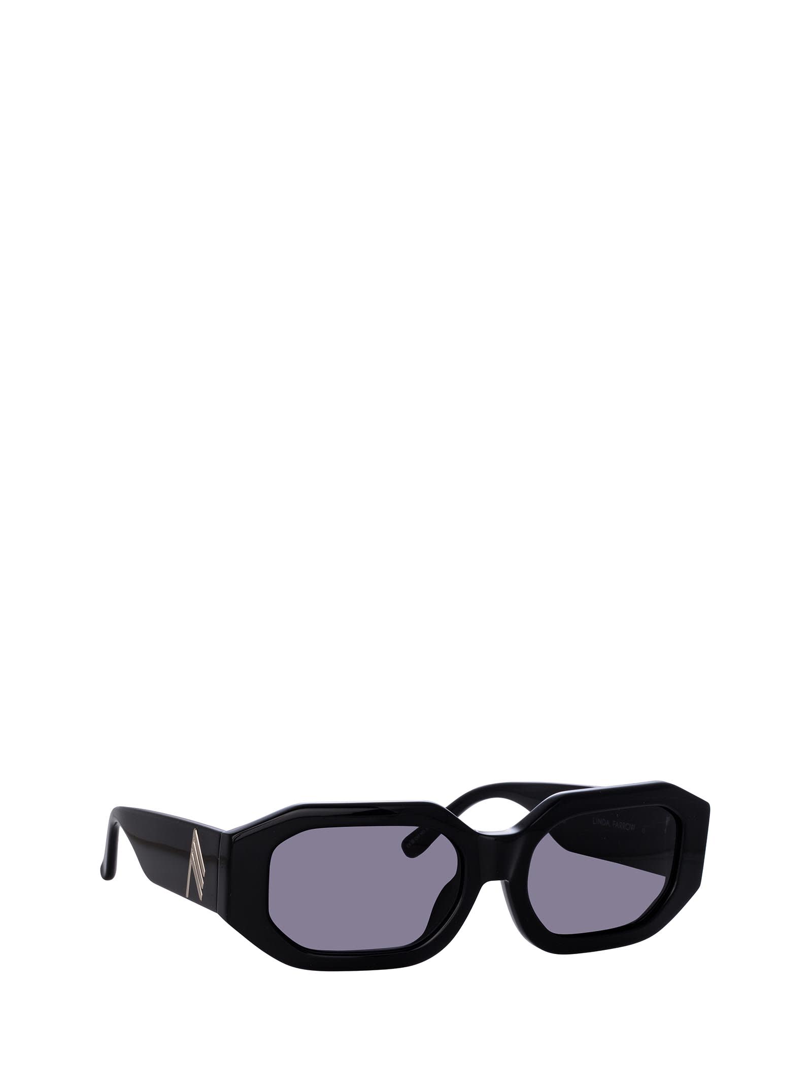 Shop Linda Farrow Attico45 Black / Silver Sunglasses