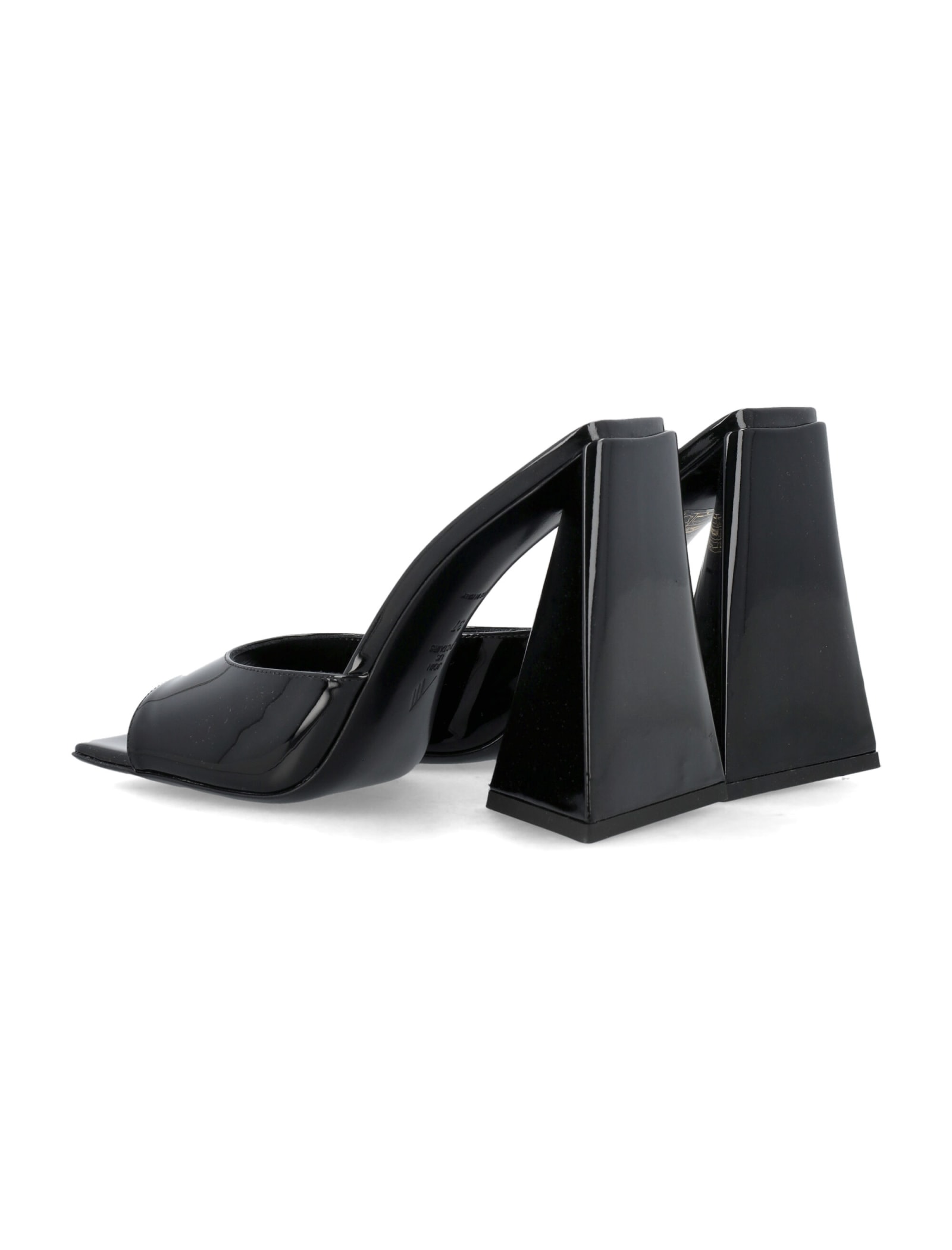 Attico Mini Devon 85 Patent Leather Sandals In Black