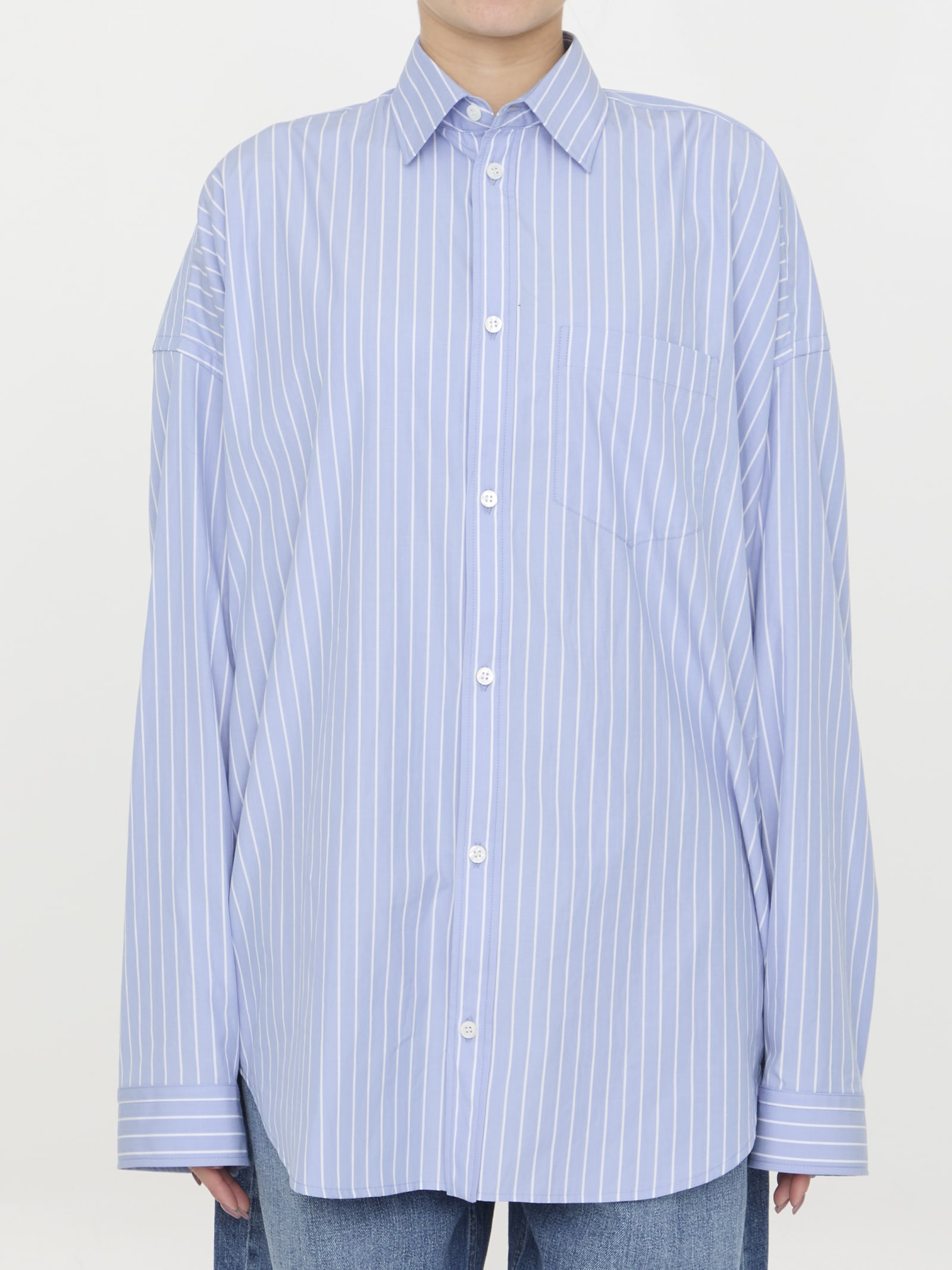 Shop Balenciaga Shirt In Clear Blue