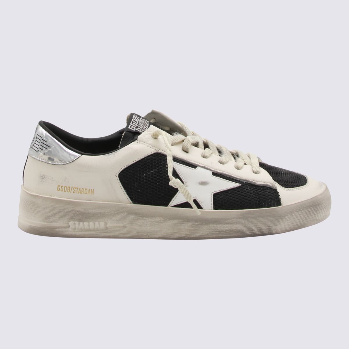 Shop Golden Goose Black And White Leather Sneakers In White/black/silver