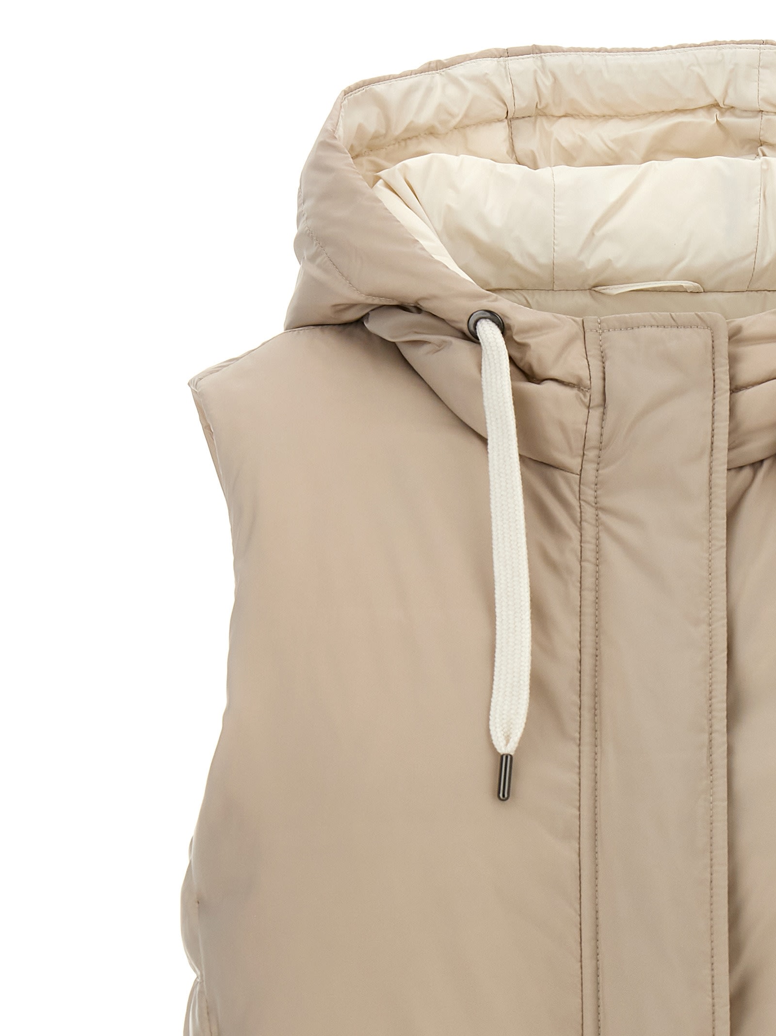 Shop Brunello Cucinelli Hooded Vest In Beige