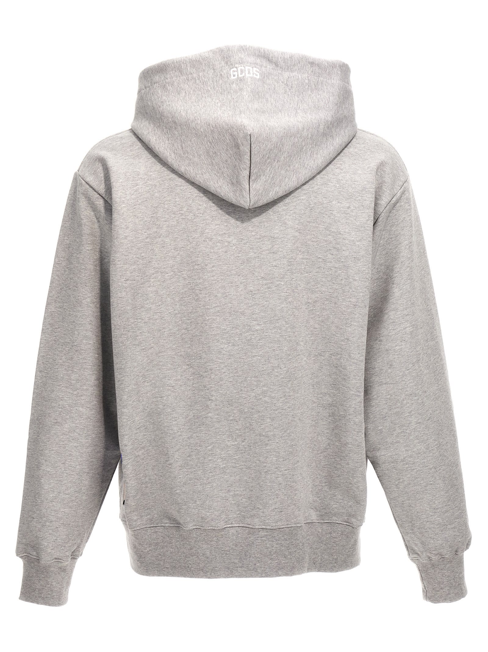 Shop Gcds Embroidery Hoodie In Grey