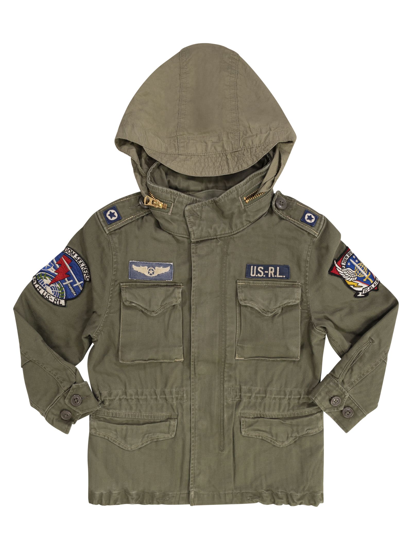 Polo Ralph Lauren Patchwork Hooded Jacket In Green