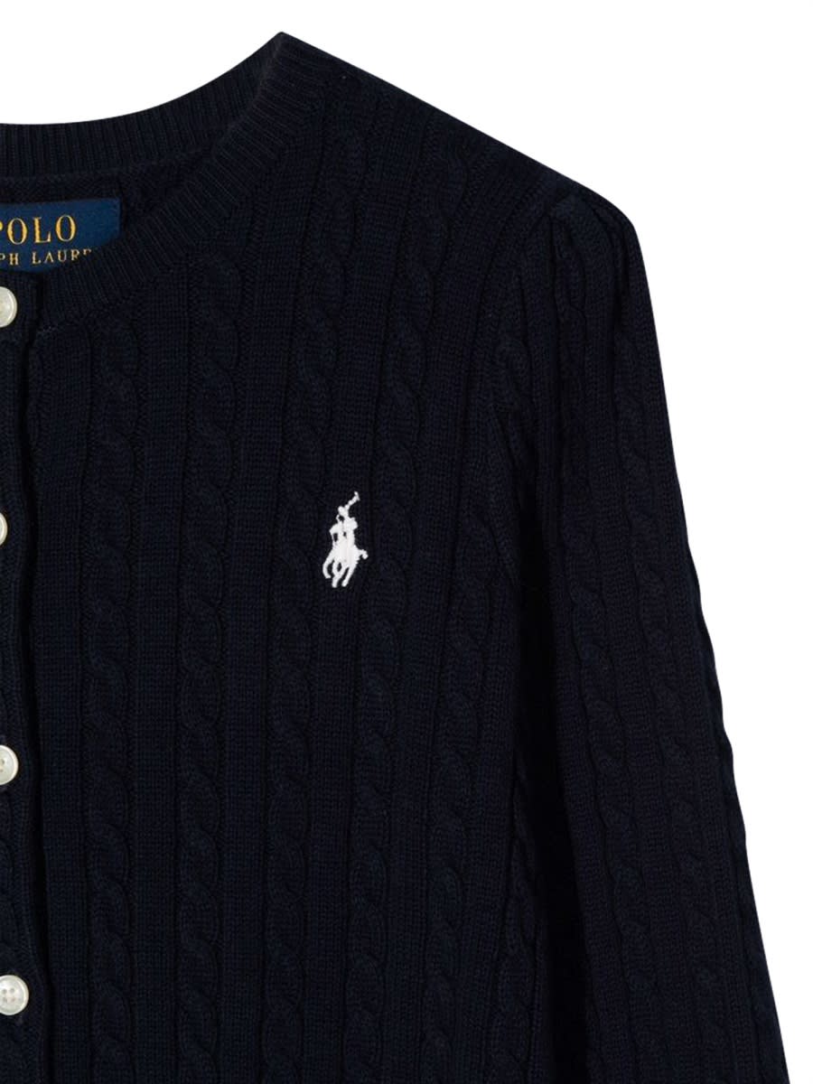 Polo Ralph Lauren Polo Pony Knitted Cardigan In Blue