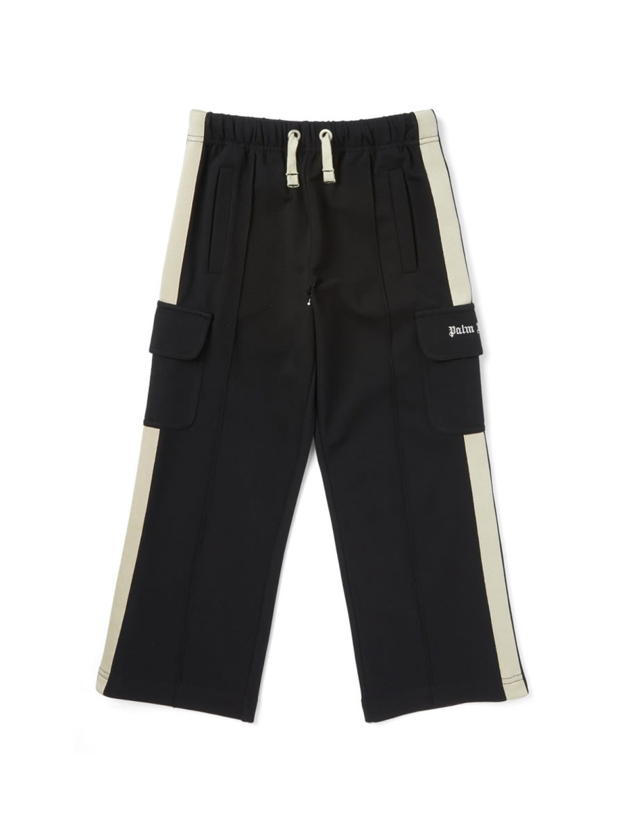 Palm Angels Boy's Logo-print Cargo Pants In Black