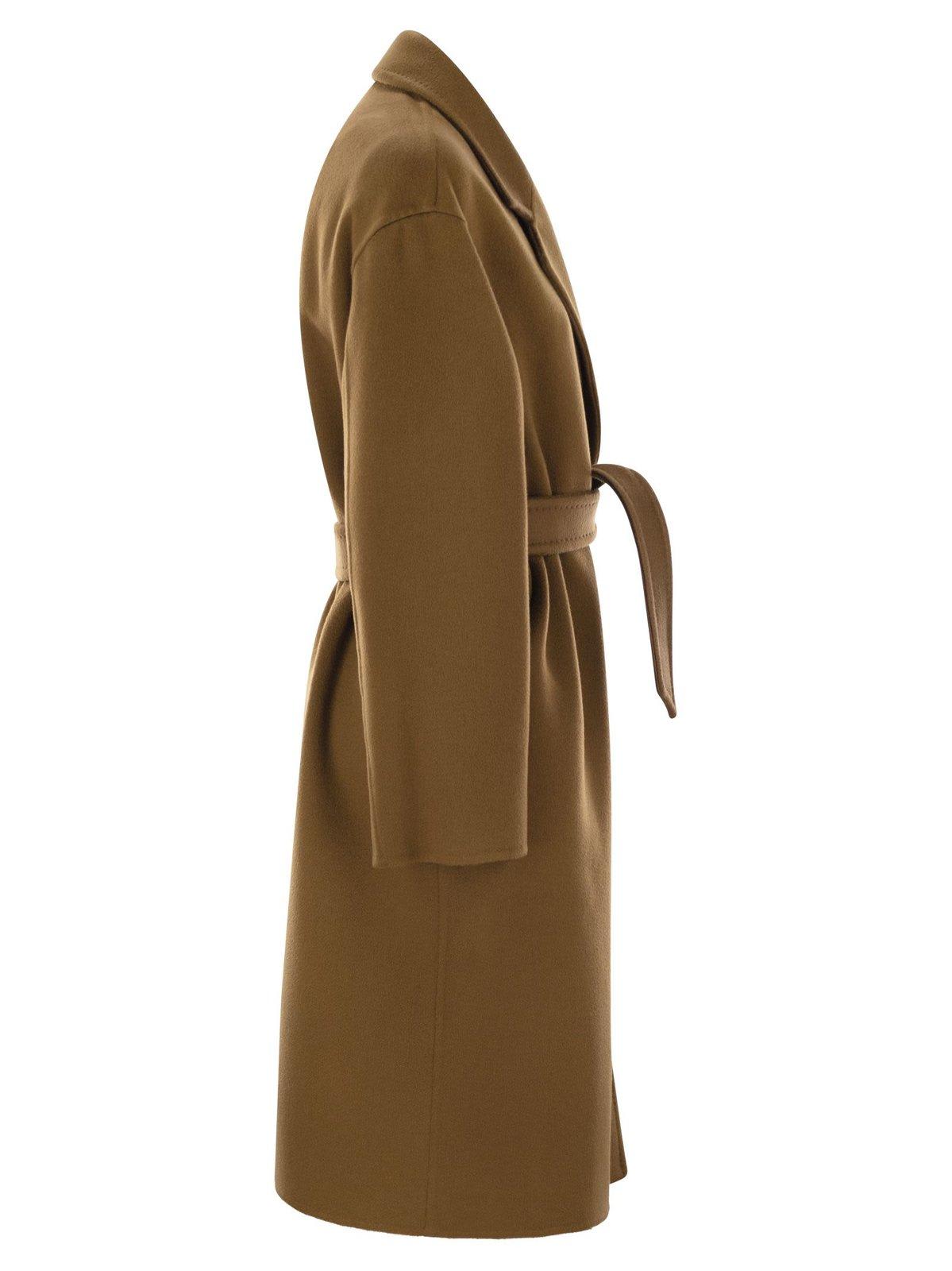 Max Mara Maxmara Women Melinda - Cashmere Midi Coat With Belt In Leather Brown