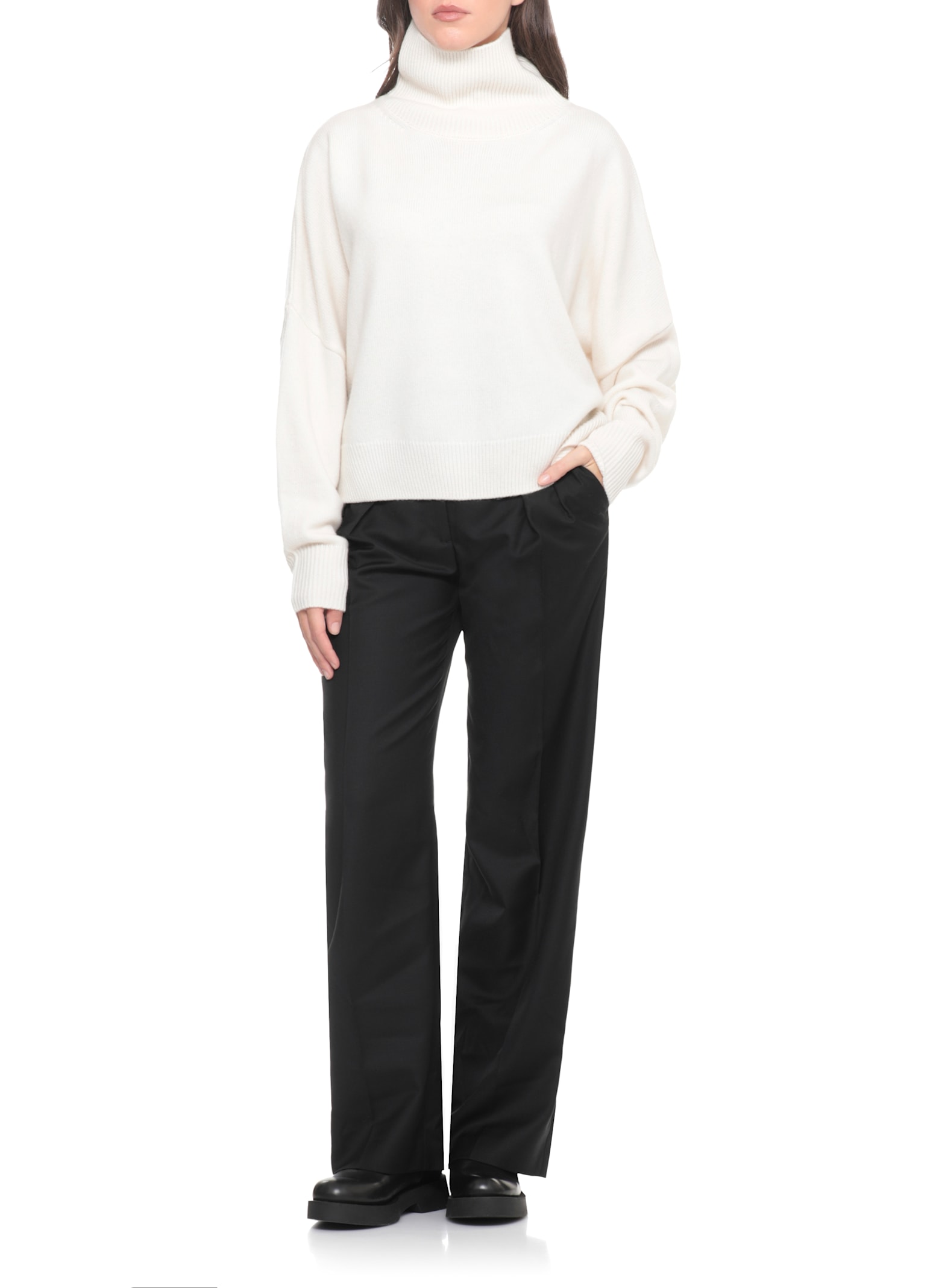 Loulou Studio Luke Stand Collar Wool Sweater In White