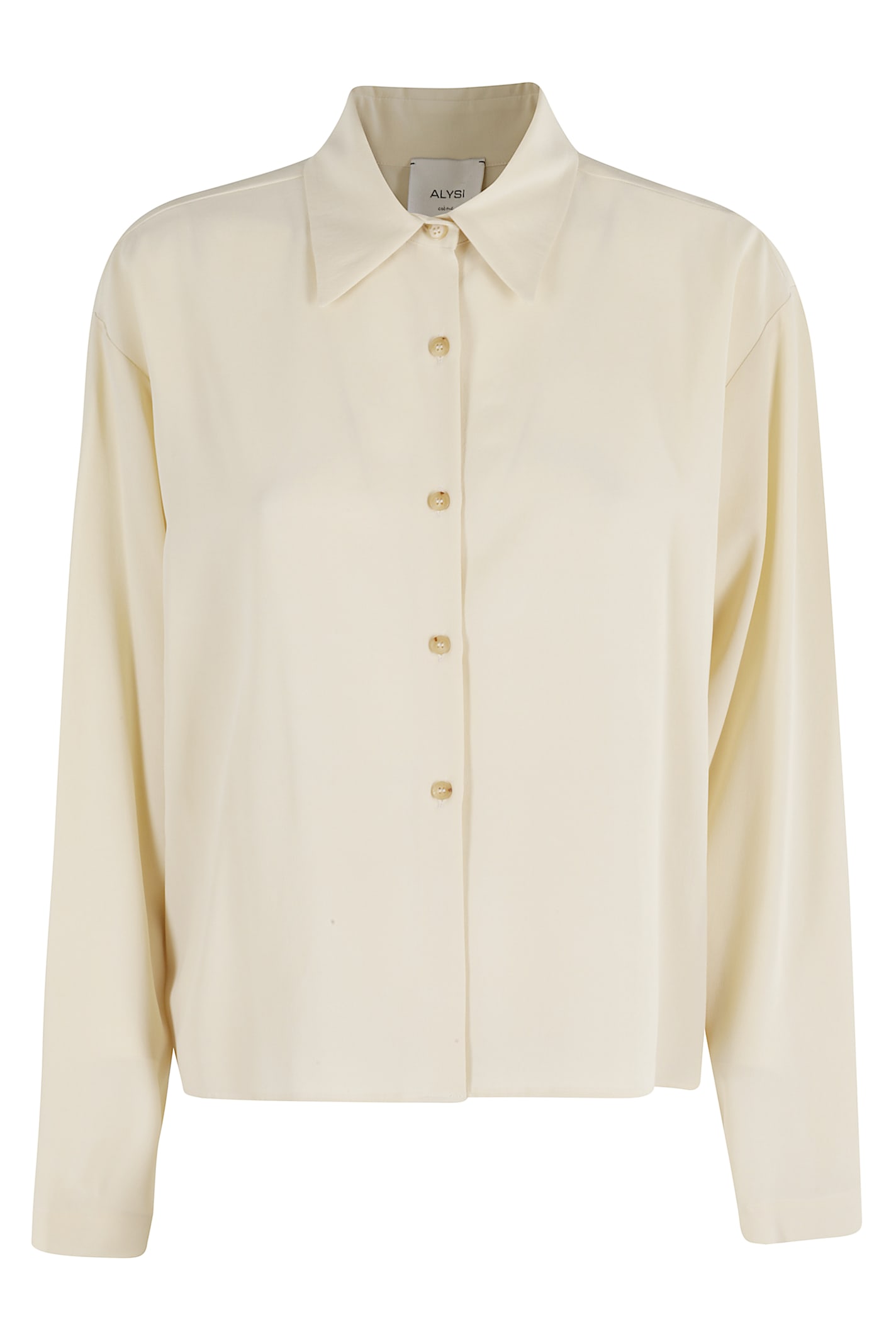 Alysi Butter Silk Shirt With Classic Collar And Boxy Silhouette In Multi