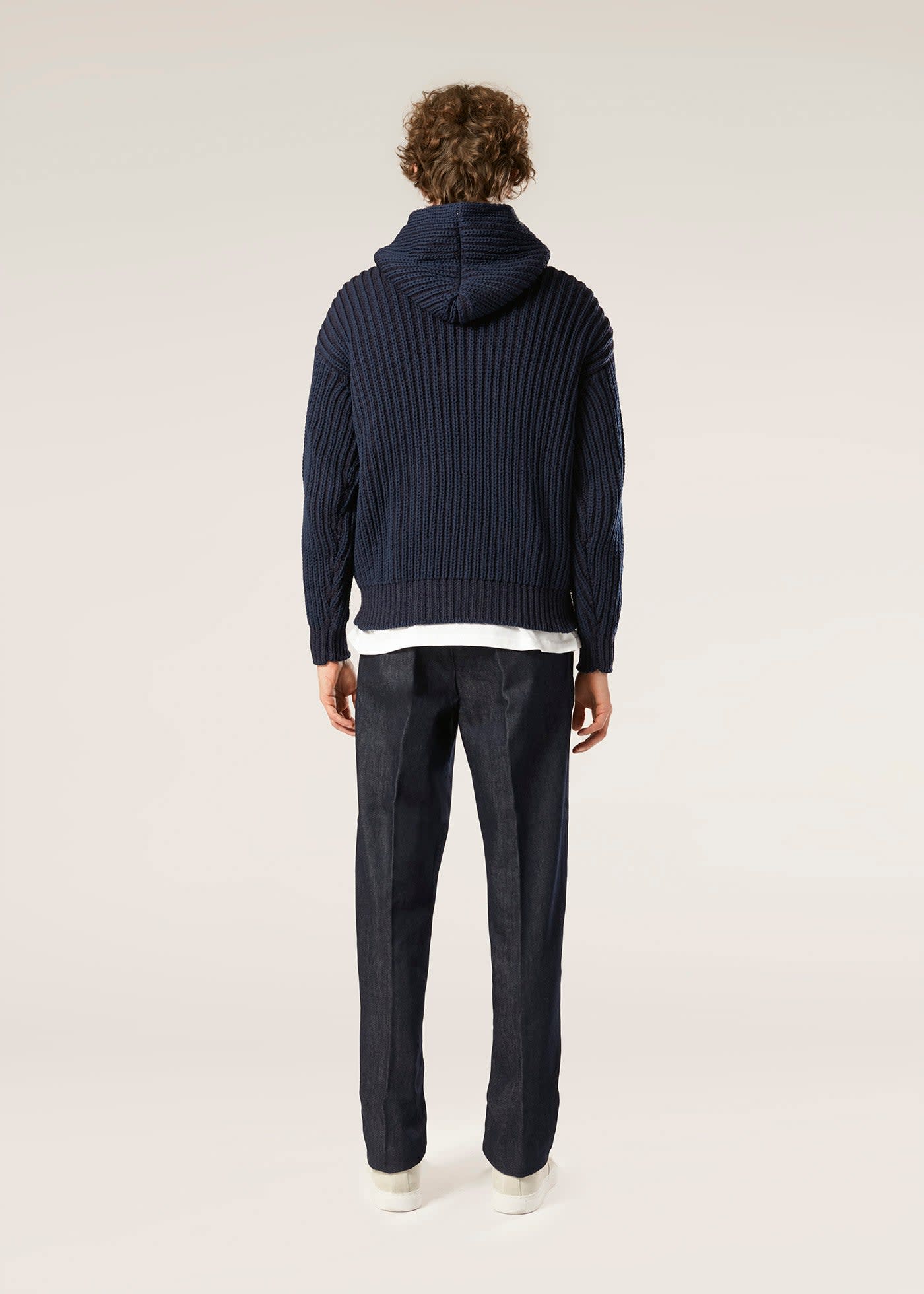 Doppiaa Aantioco Pleated Cotton Denim Stretch Trousers In Blue