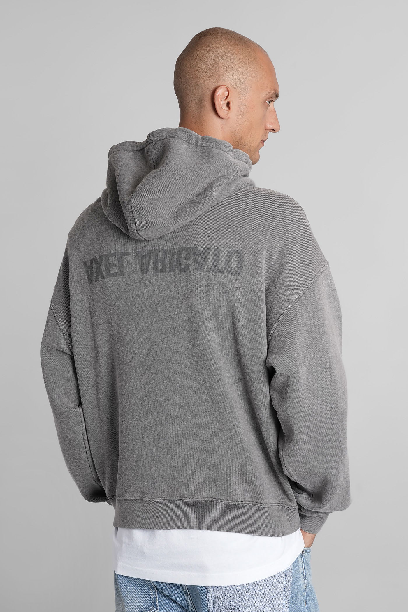 Distorti Washed Sweatshirt In Grey Cotton