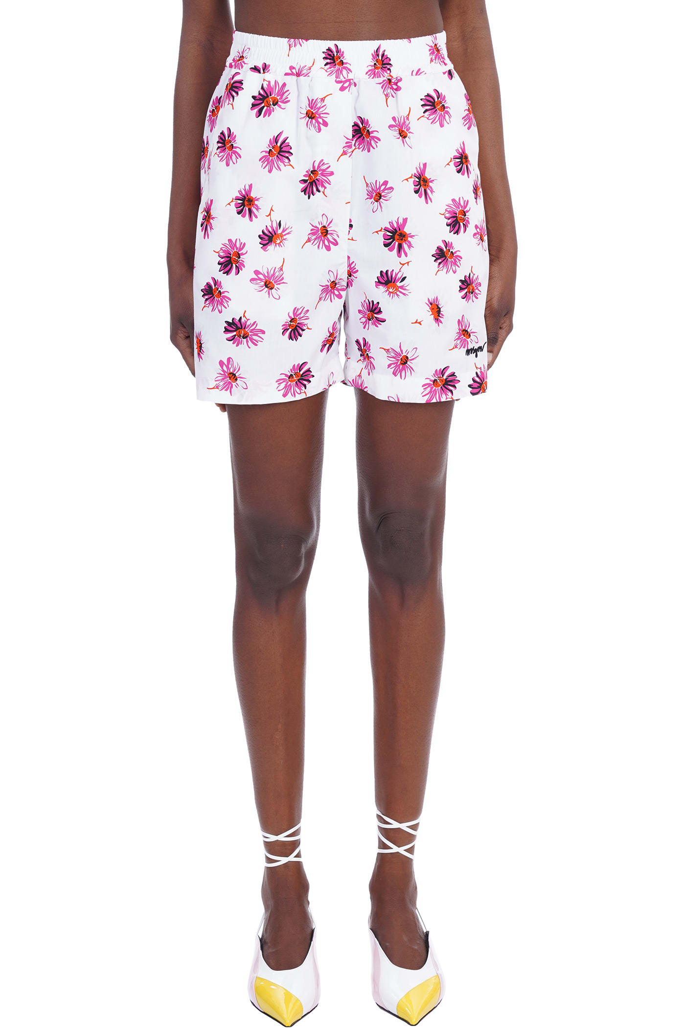 MSGM Shorts In White Cotton