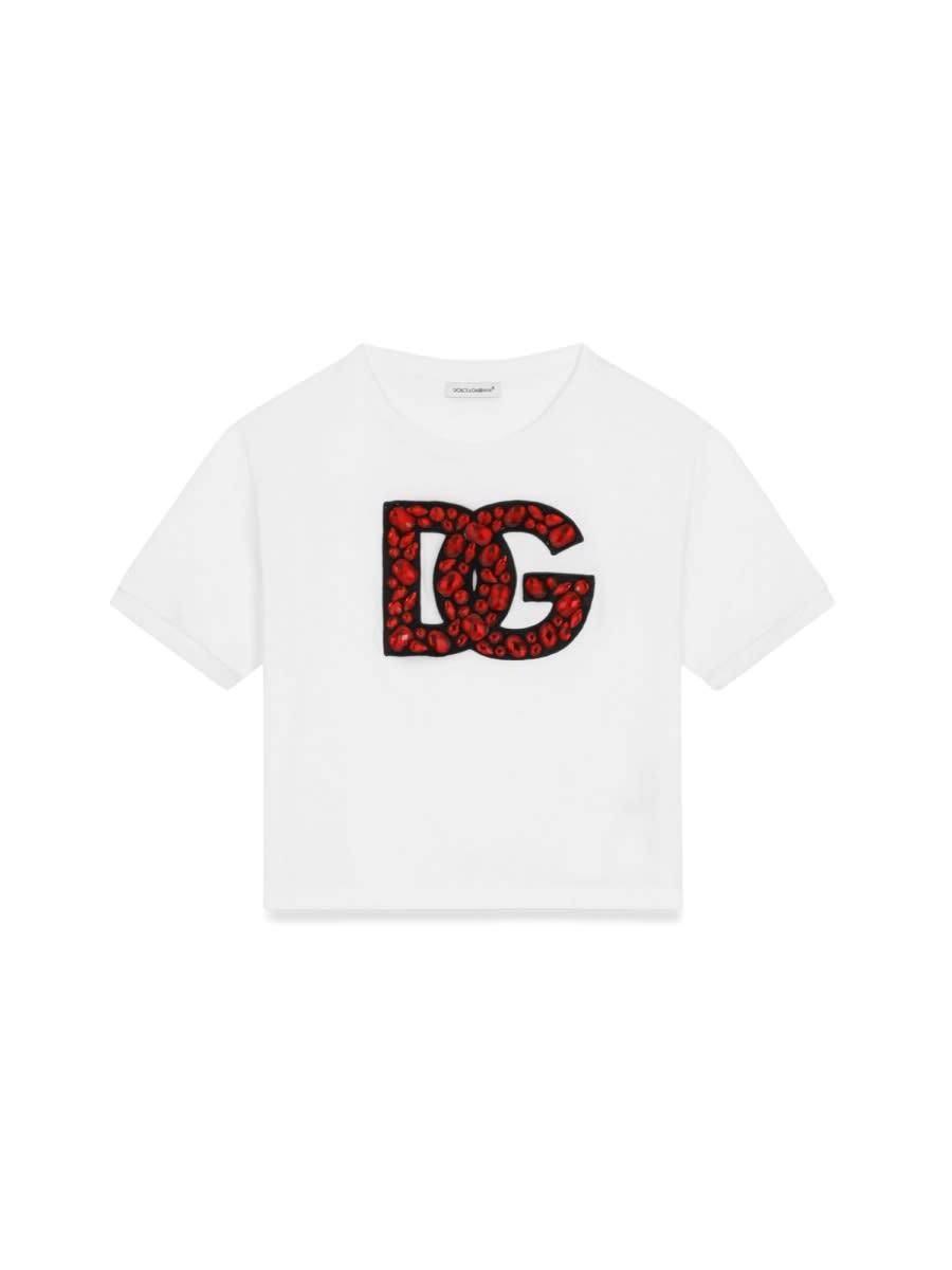 Dolce & Gabbana Kids' Short Sleeve T-shirt In White