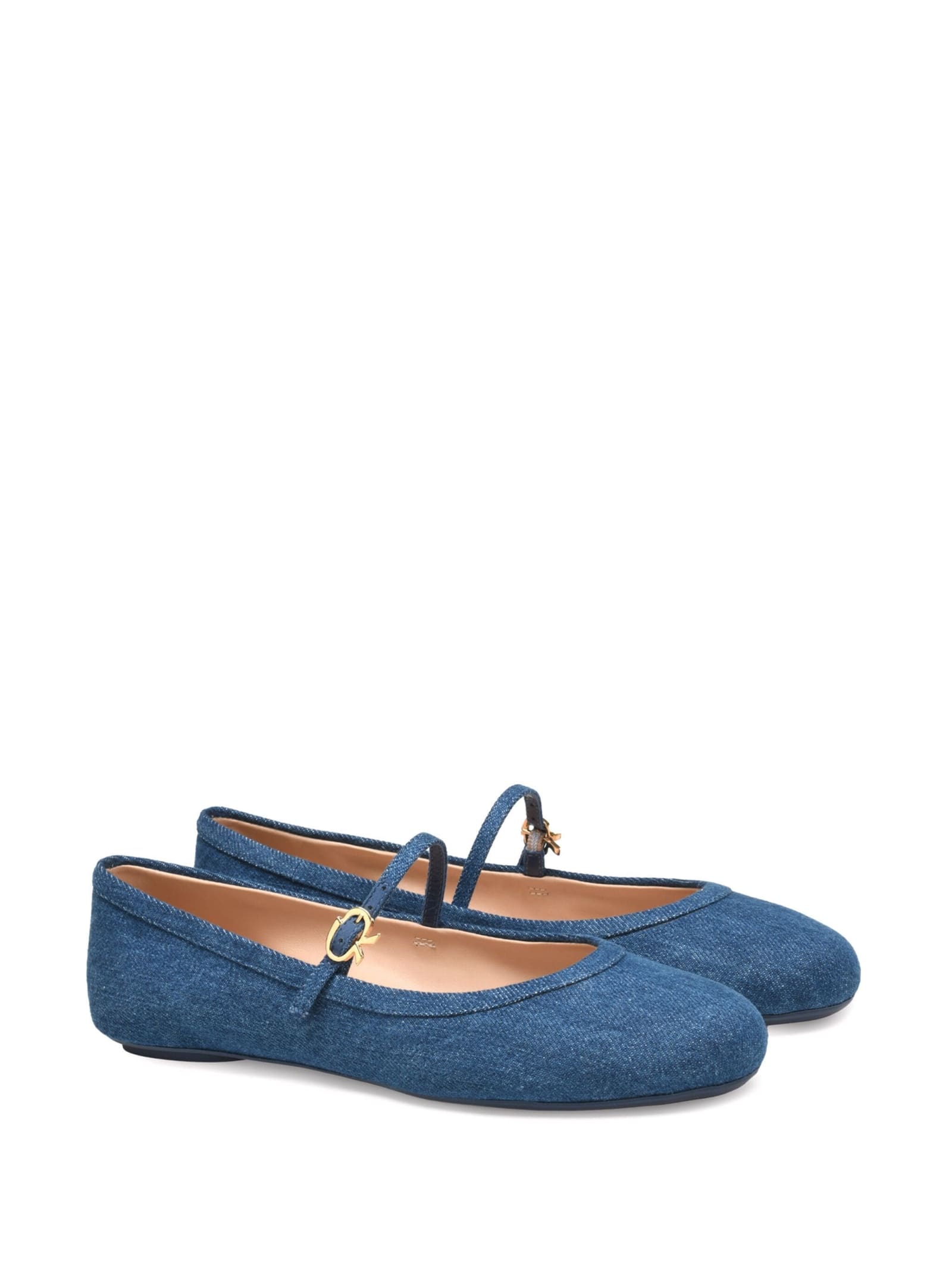 Shop Gianvito Rossi Carla Flat Ballerinas In Blue Denim