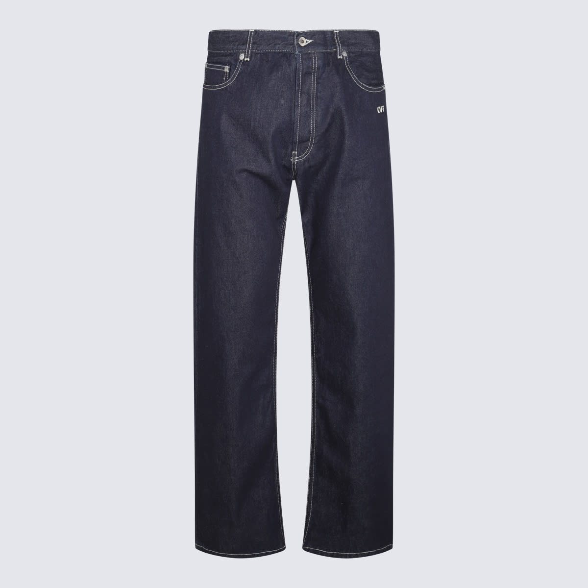 Shop Off-white Dark Blue Cotton Jeans In Brown