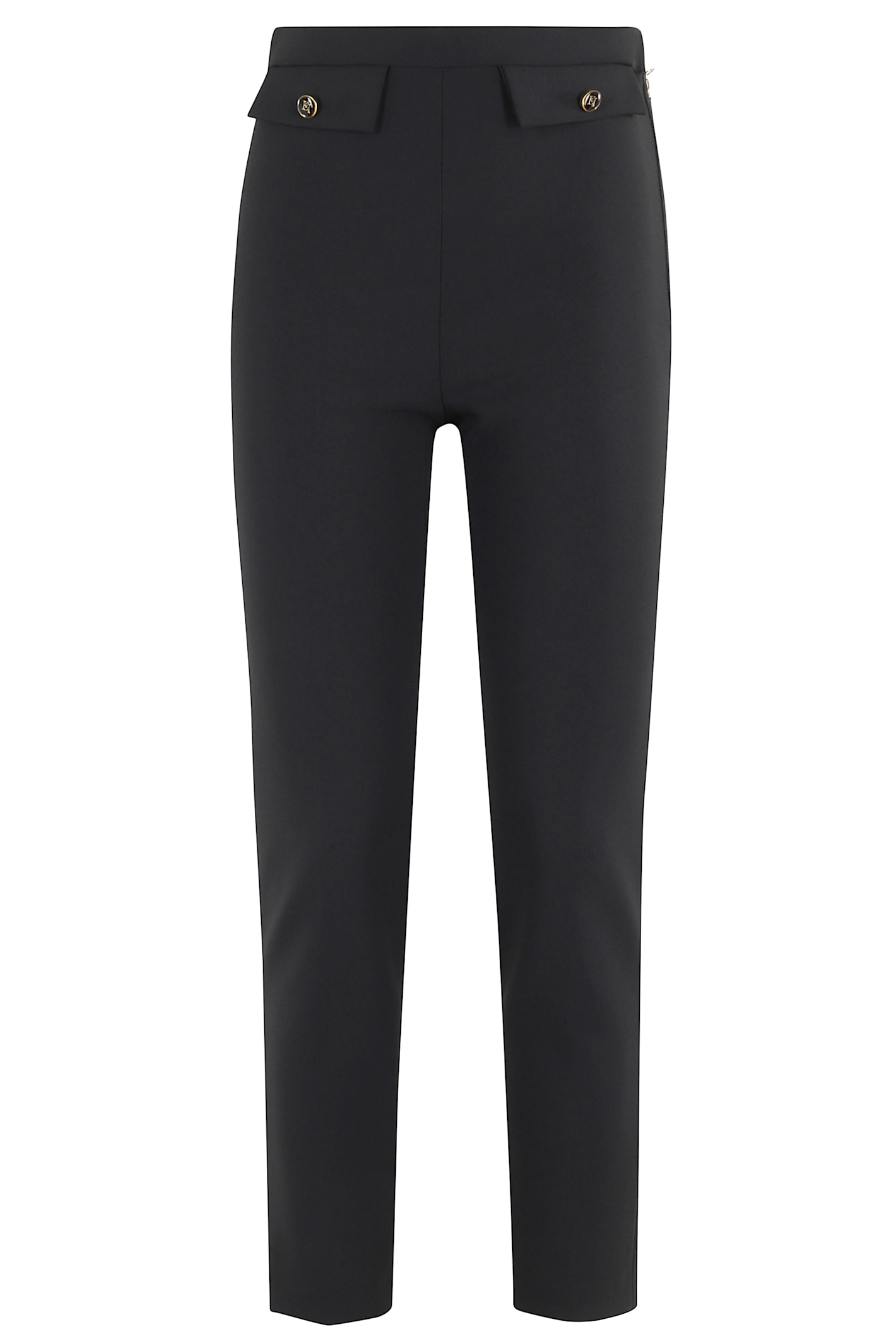 Elisabetta Franchi Front Pleated Pants With 4 Pockets In Blue