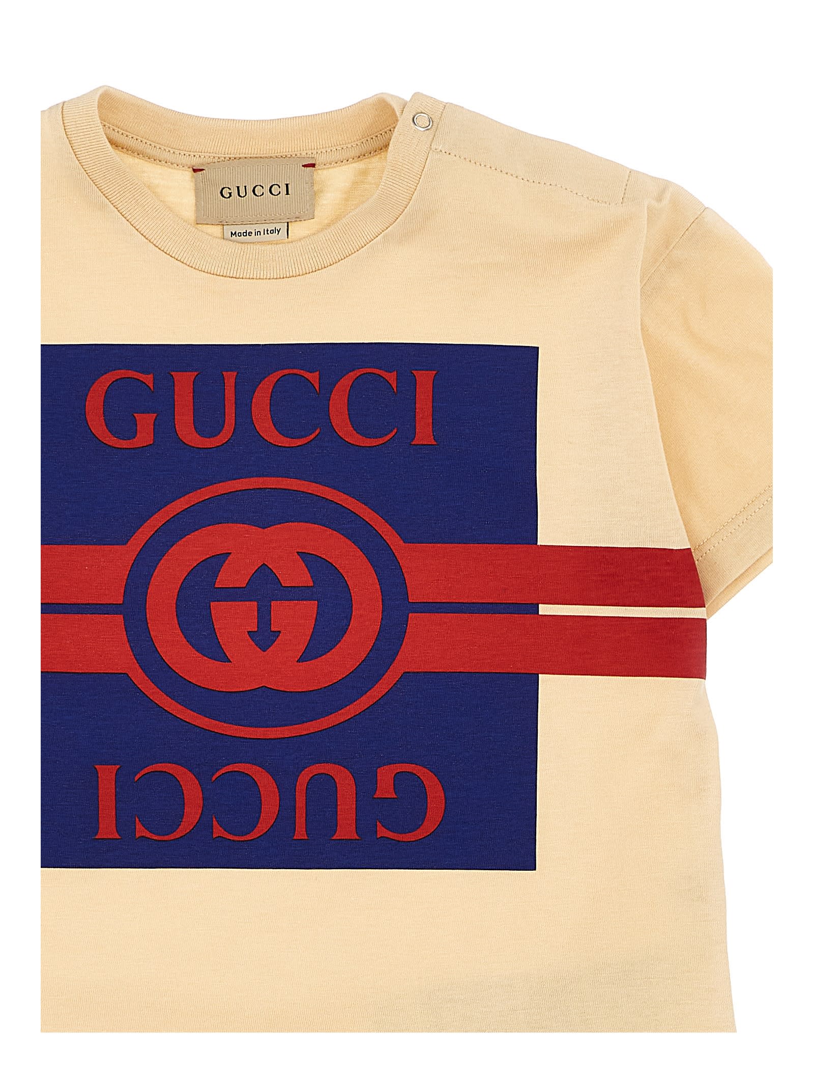 Shop Gucci Logo T-shirt In Beige