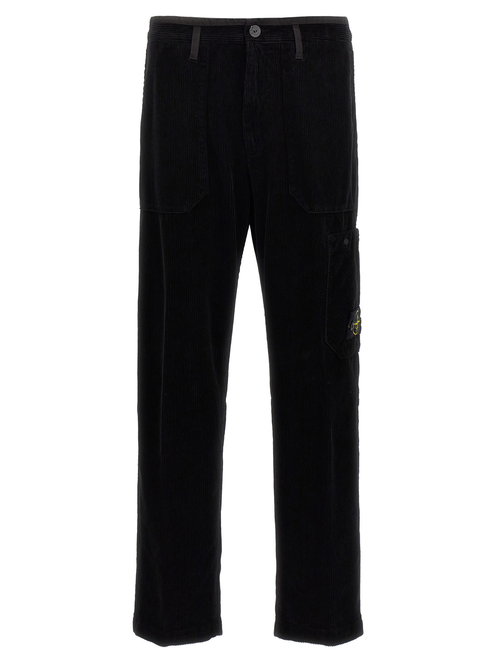 Shop Stone Island Velvet Cargo Pants In Black