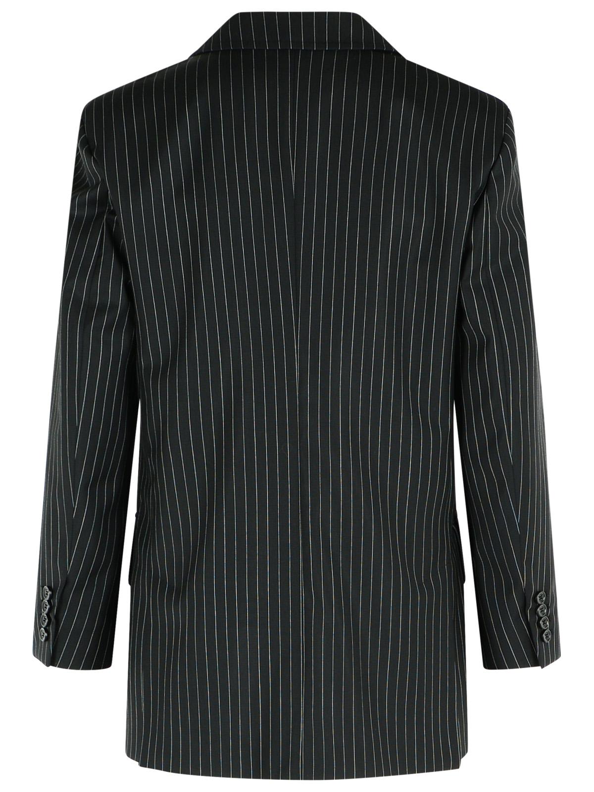 Max Mara Mattia Pinstriped Wool Blazer In Black