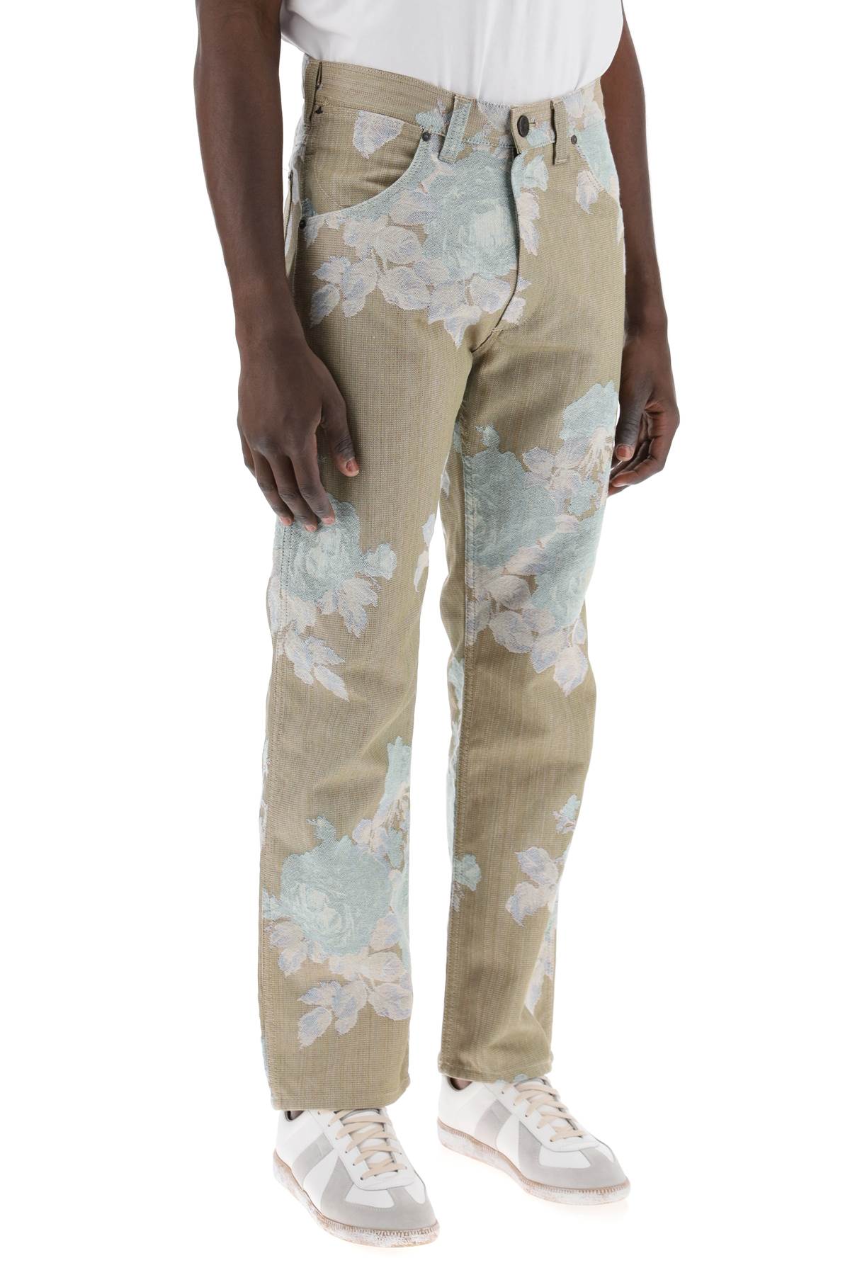 Shop Vivienne Westwood Floral Jacquard Ranch Jeans In Roses (beige)