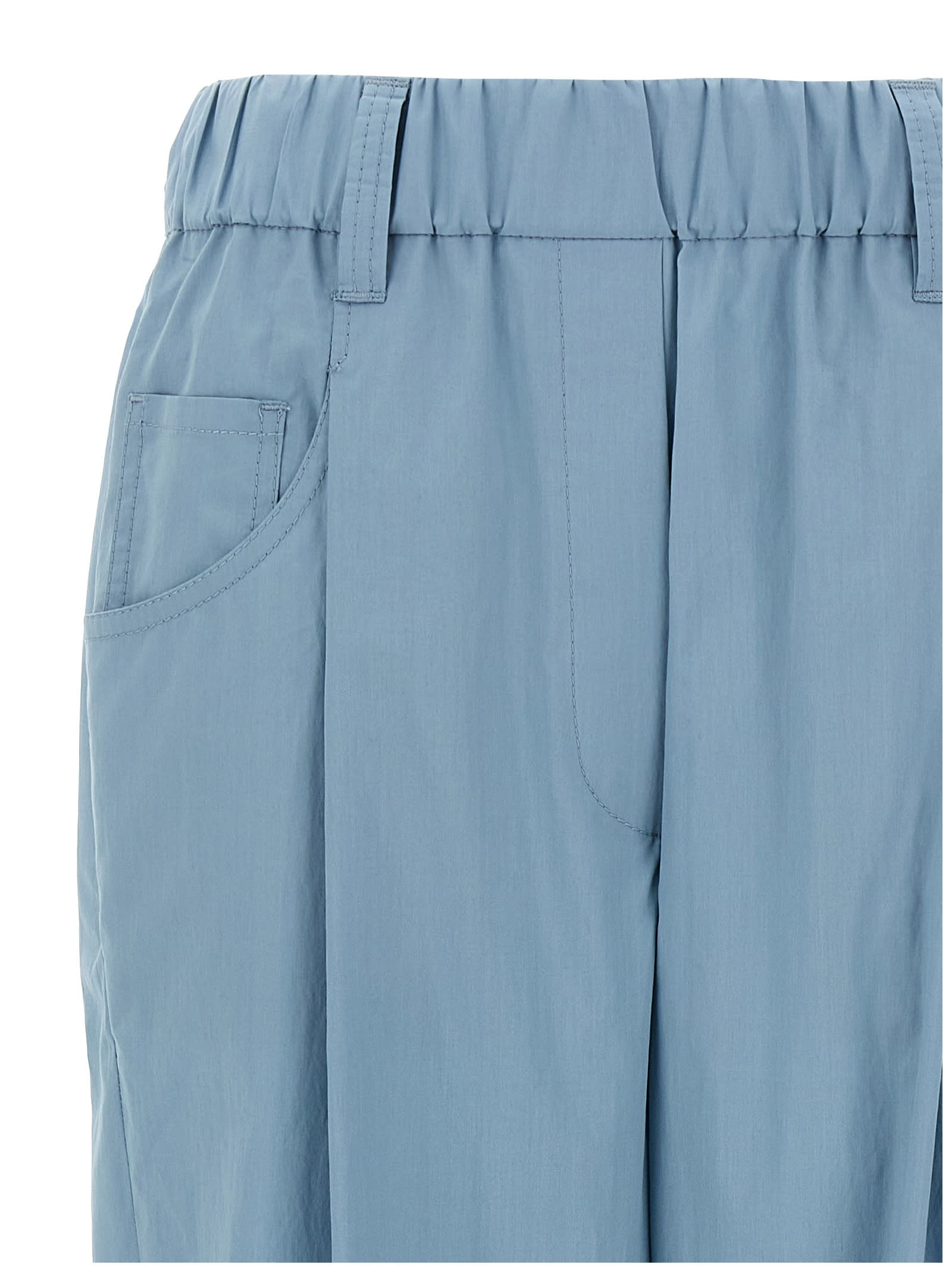 Brunello Cucinelli Pleat Pants With Front Pincers In Light Blue