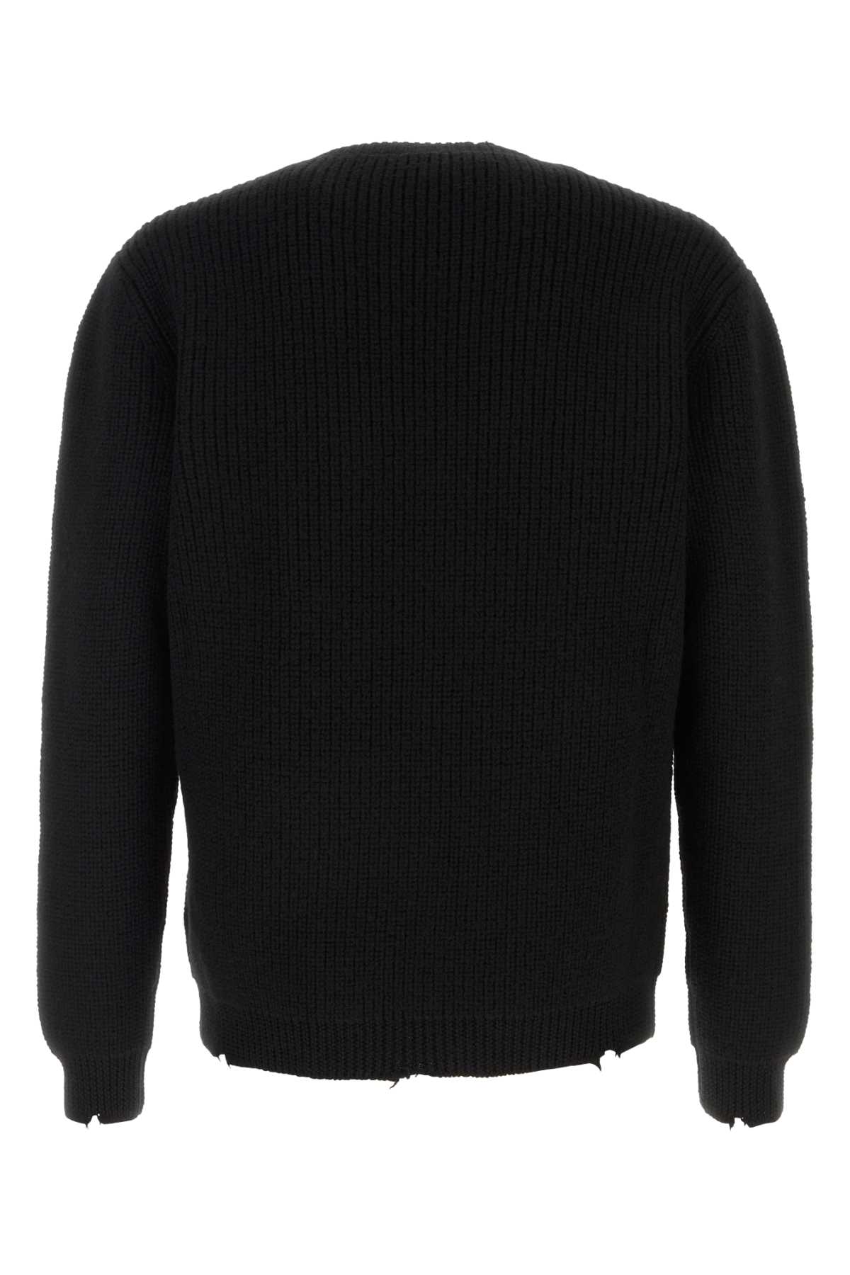 Prada Knit Sweater With Long Sleeves And Embellishment In Black