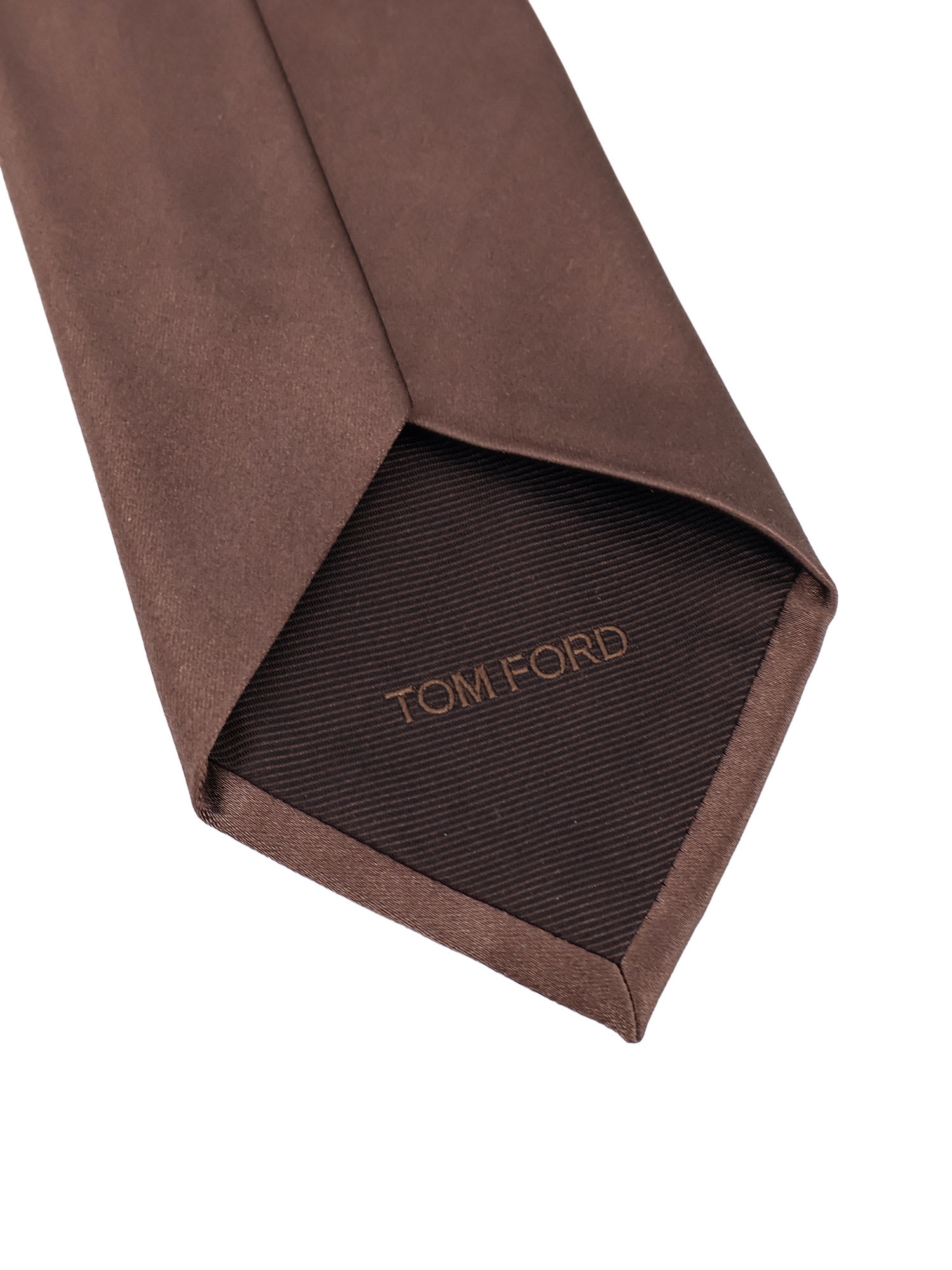 Tom Ford Silk Tie With Wide Blade And Loop In Brown