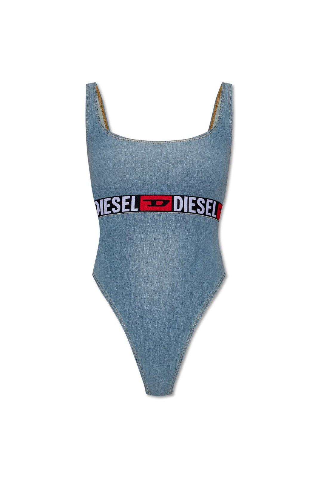 Shop Diesel De-geny-s Logo Tape Bodysuit In Blue