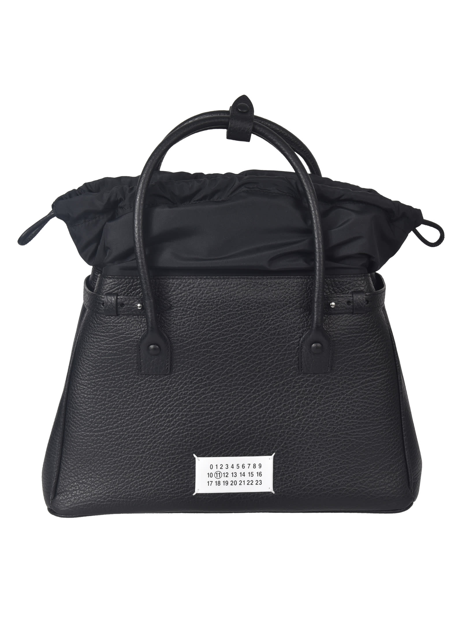 Maison Margiela Logo Patched Grained Leather Tote
