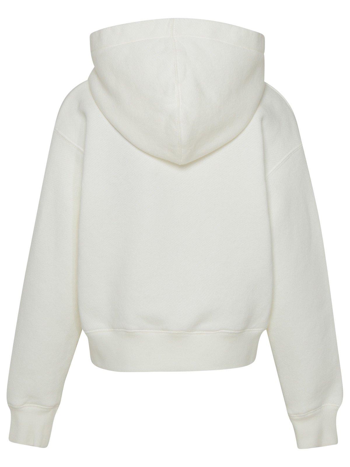 Shop Palm Angels Logo Printed Long-sleeved Hoodie In White
