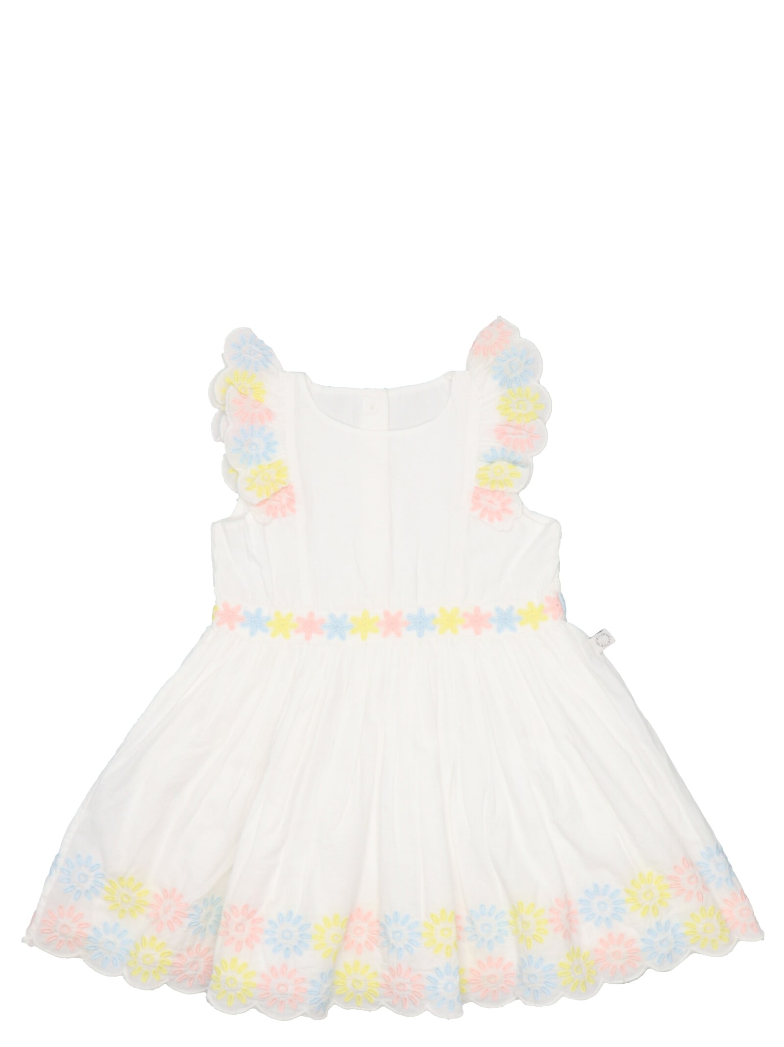 Stella Mccartney Babies' Embroidery Ruches Dress In White