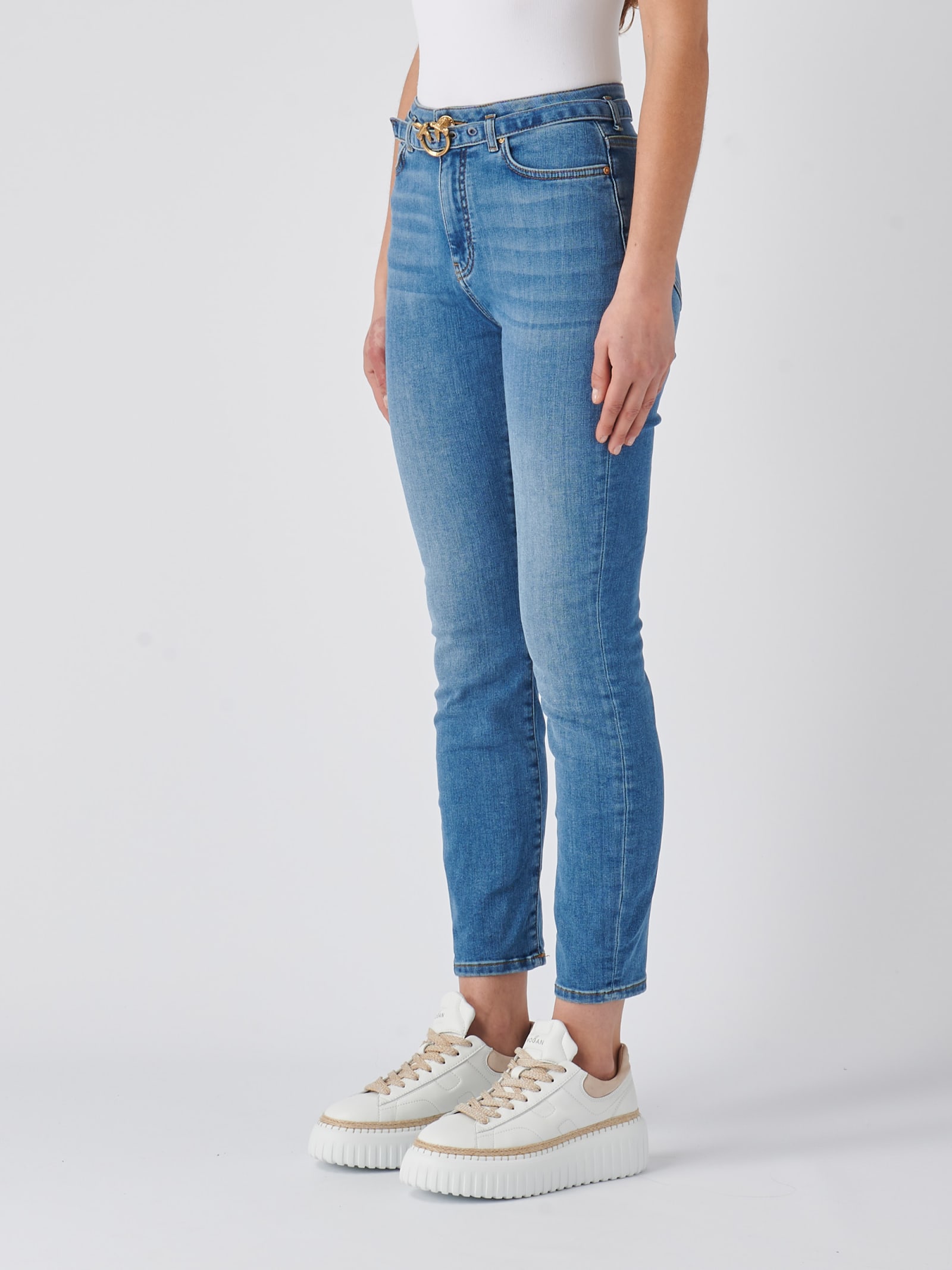 Shop Pinko Susan Skinny Jeans In Denim Medio