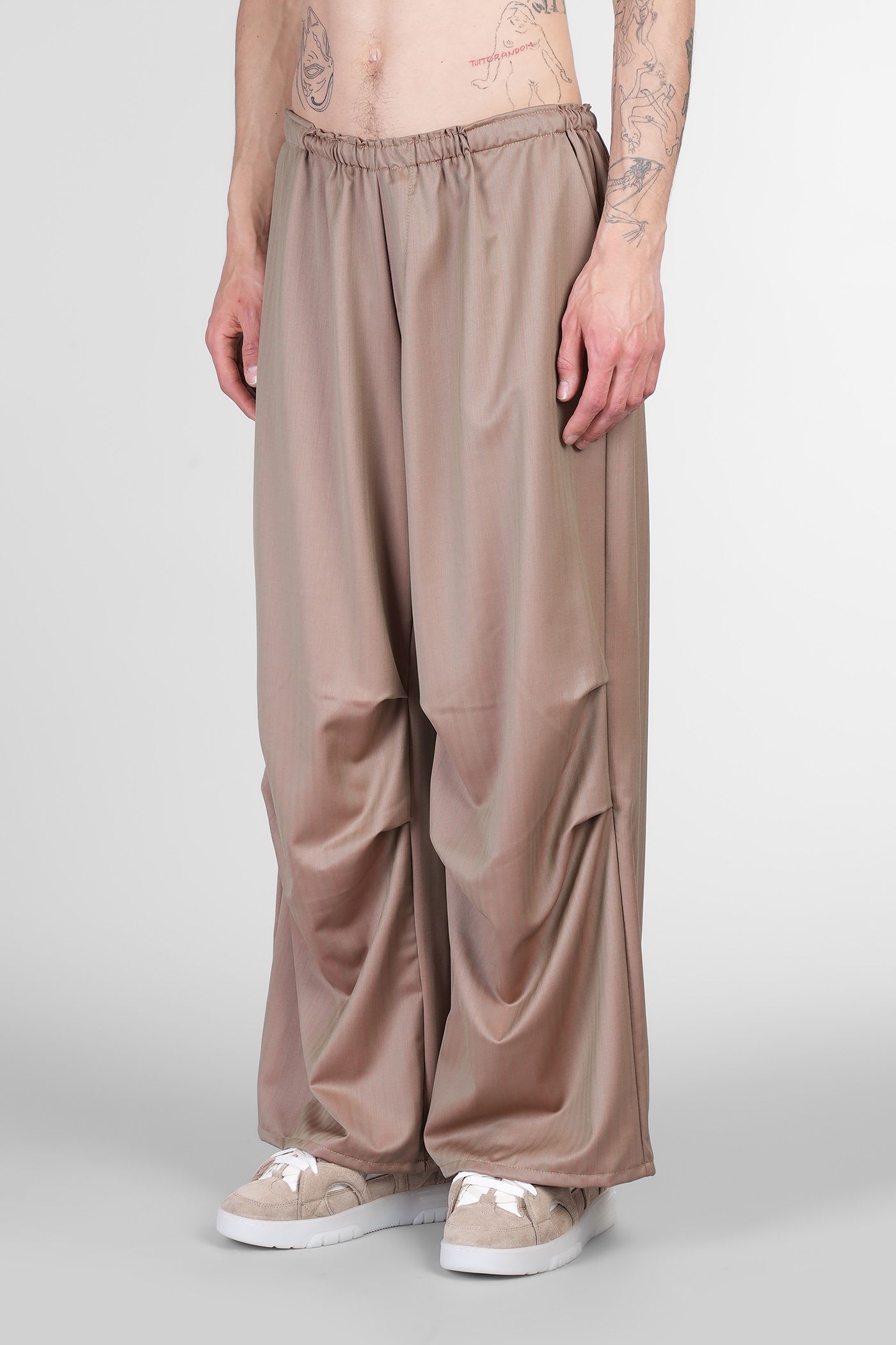 Paura Fan Pants In Taupe Wool