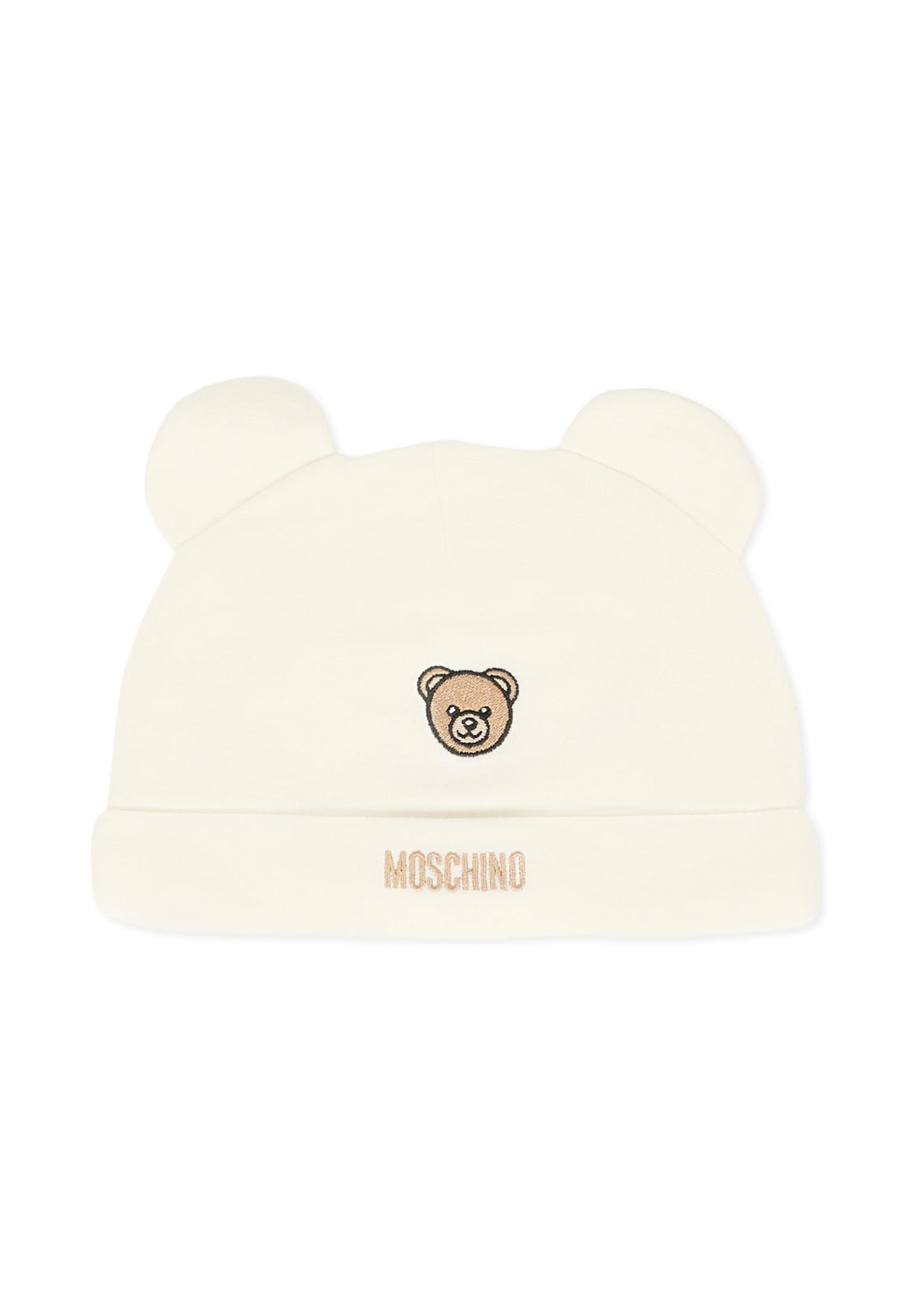 Moschino Ivory Babygrow Set For Babykids With Teddy Bear In White