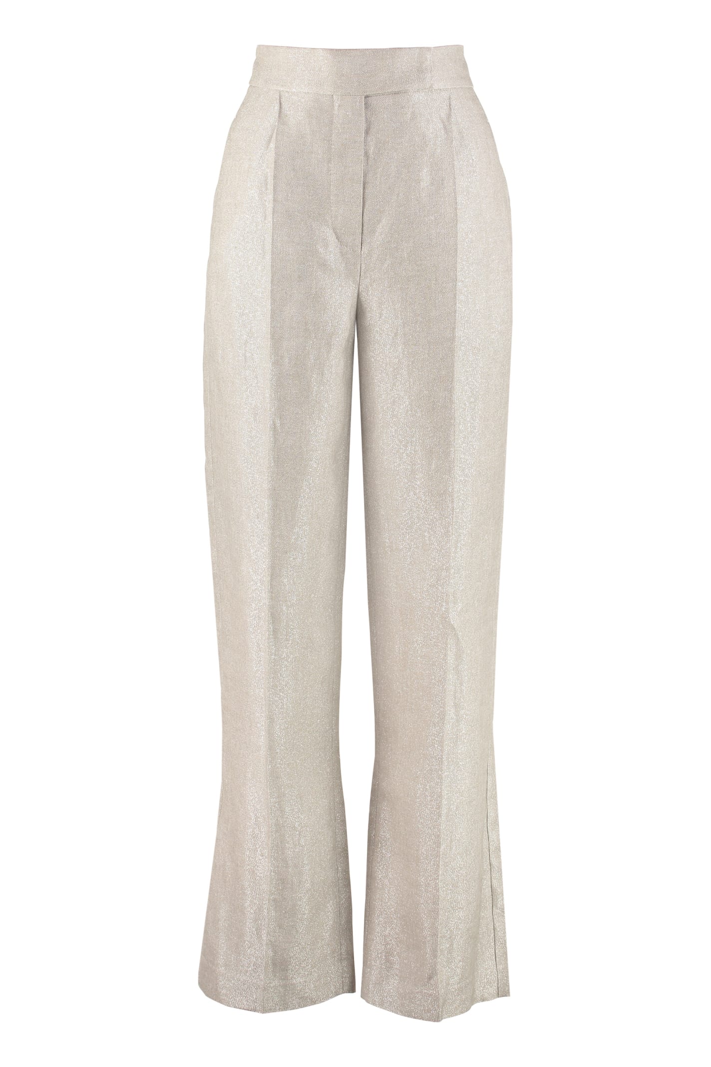 Brunello Cucinelli Knitted Lurex Wide-leg Trousers In Ivory
