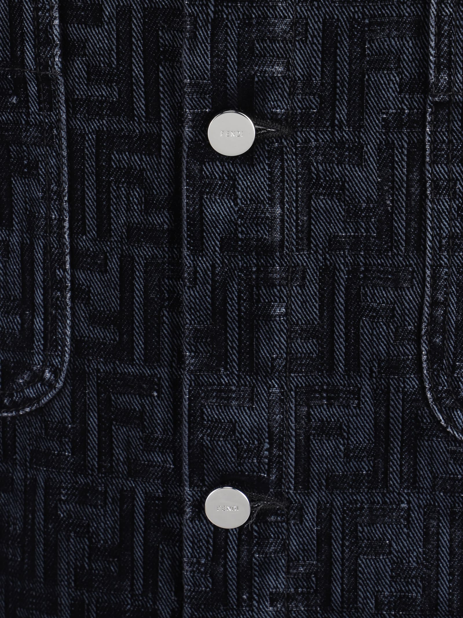 Shop Fendi Denim Jacket In Night Blue