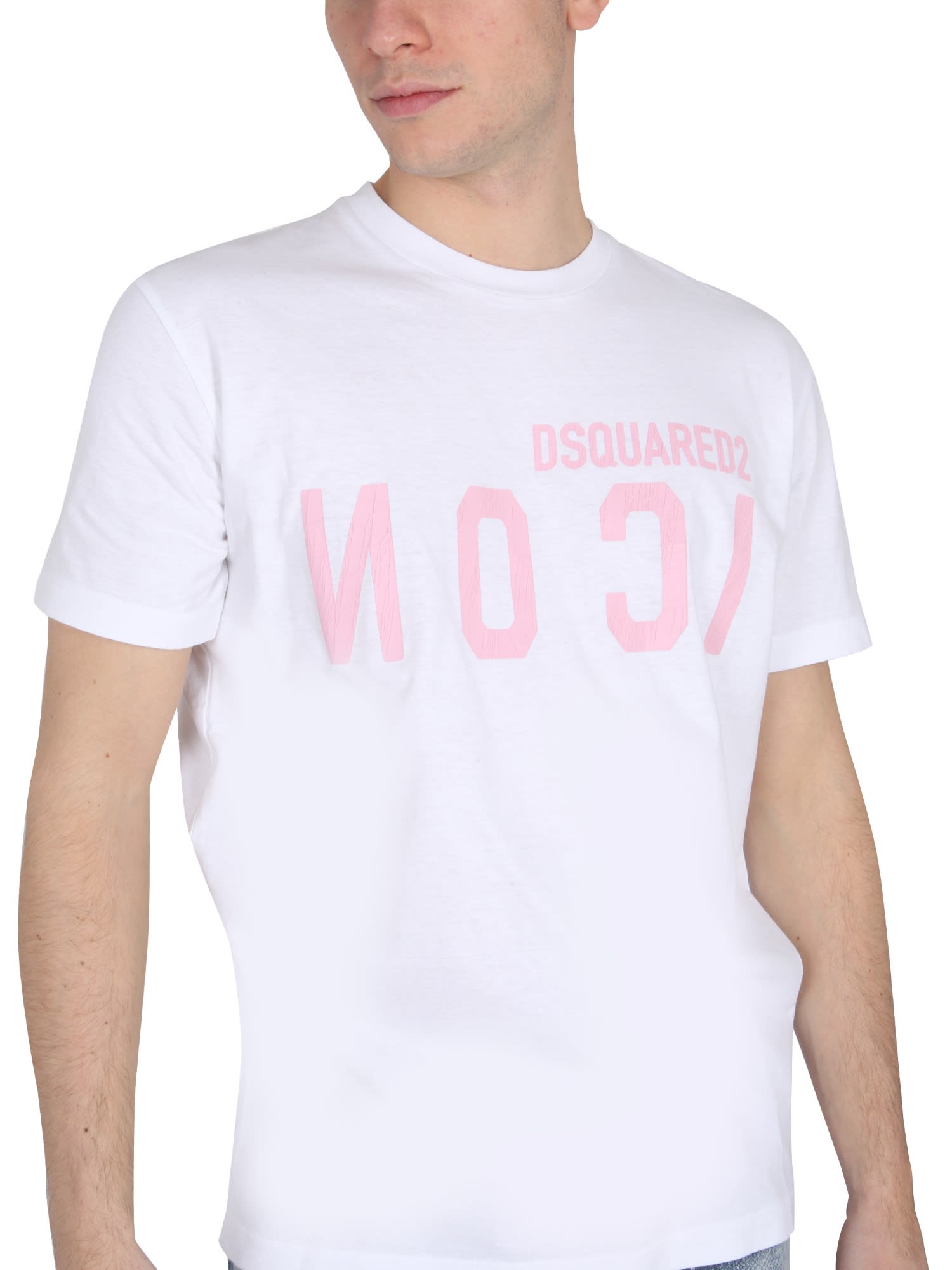 Dsquared2 Dsquared Men Logo Print T-shirt In Bianco
