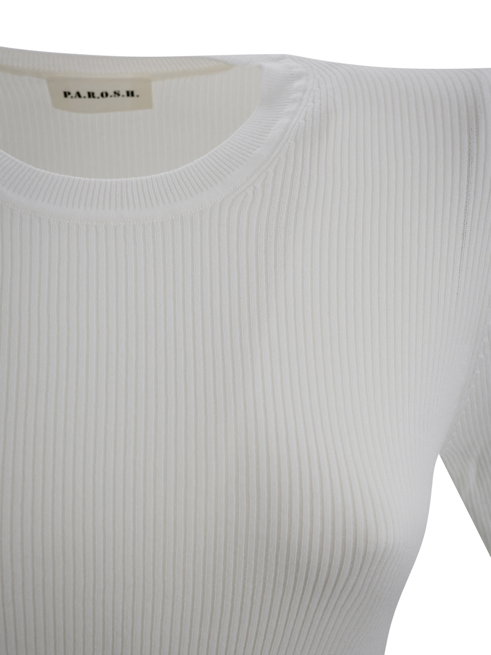 Shop P.a.r.o.s.h Ribbed-knit Top In Cream