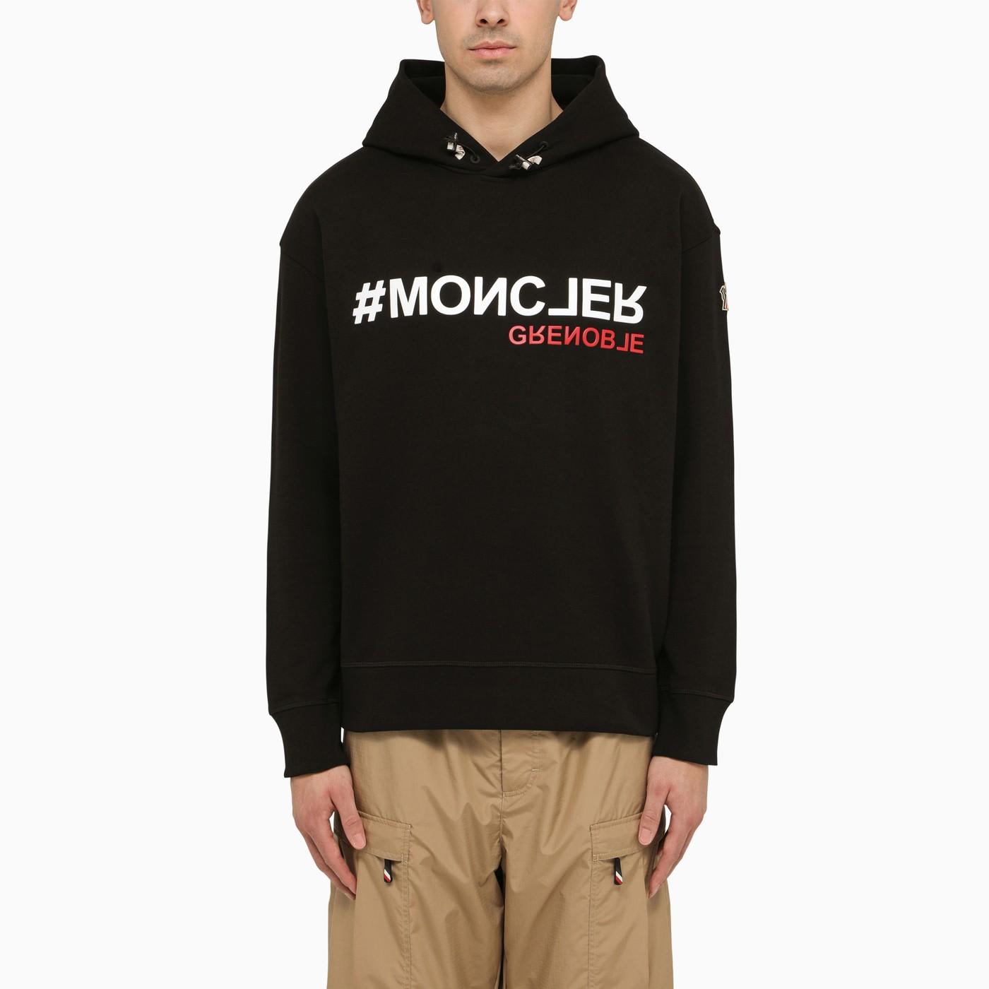 Shop Moncler Black Cotton Sweatshirt With Logo