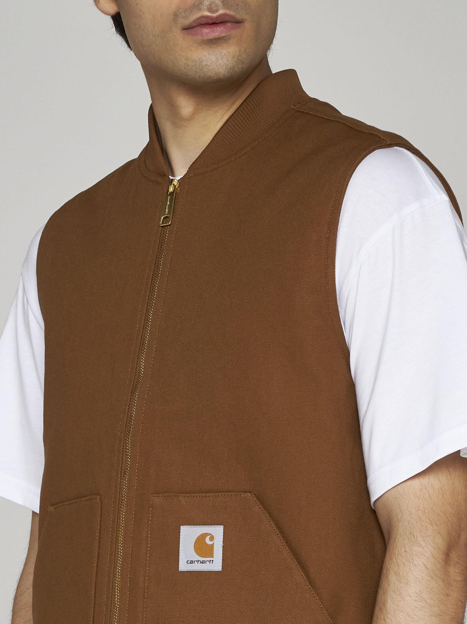 Carhartt Logo-patch Zipped Vest In Hamilton Brown