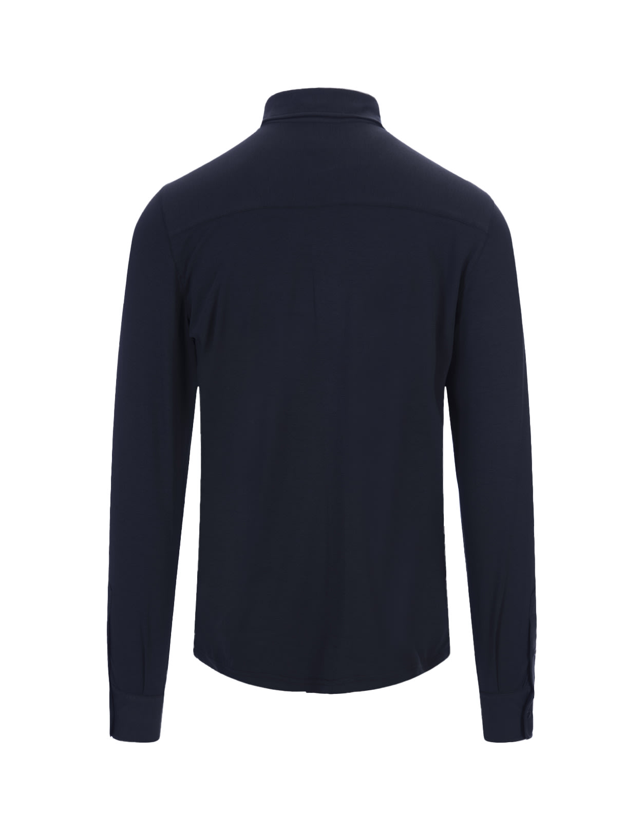 Shop Fedeli Navy Blue Stretch Cotton Shirt